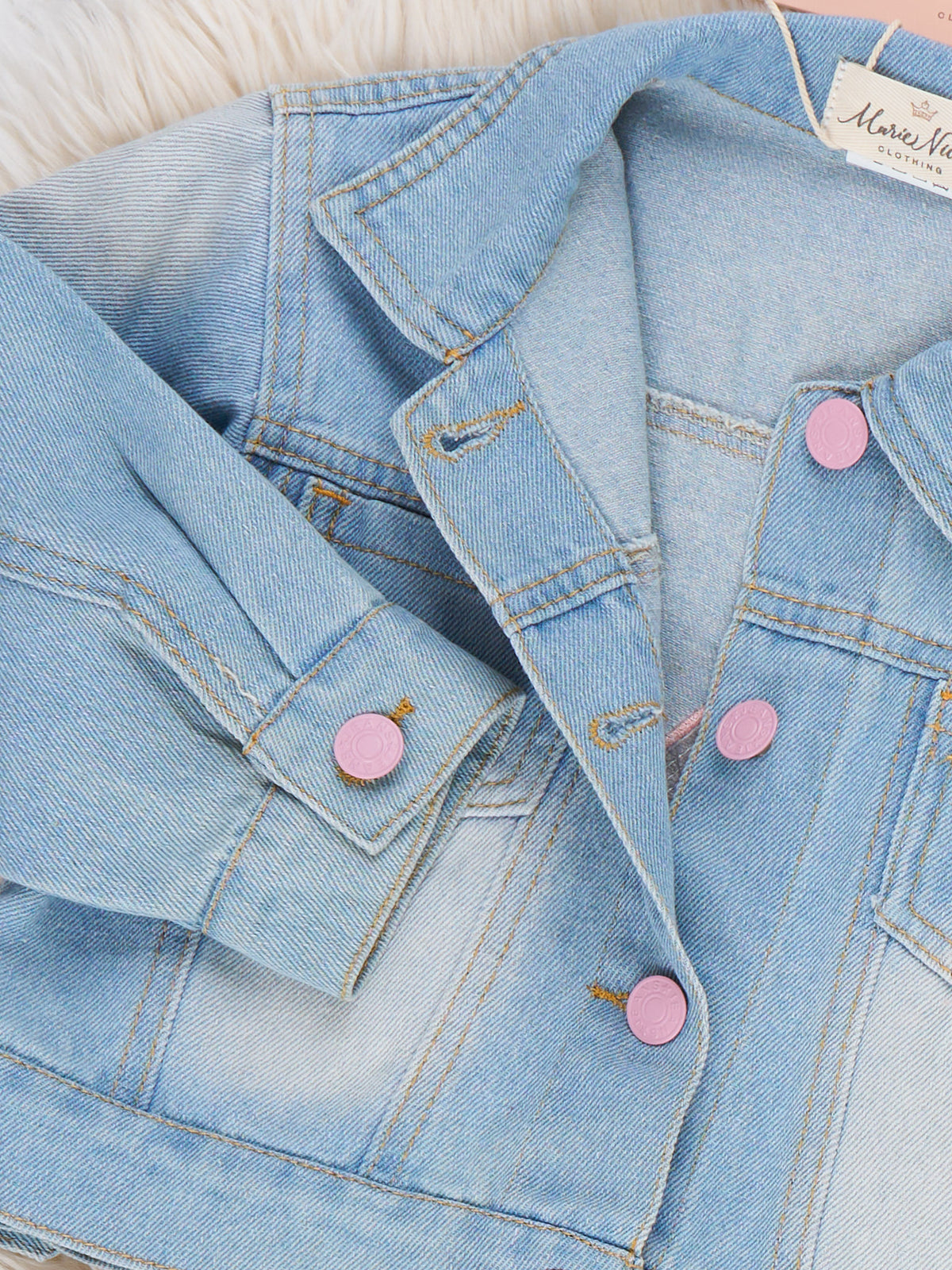 Sparkle Crown Patch Denim Jacket - Marie Nicole Clothing