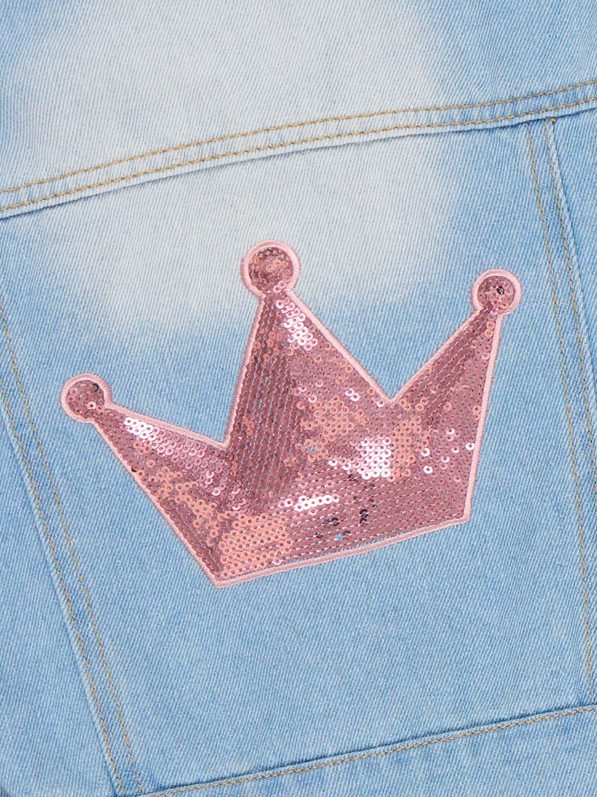 Sparkle Crown Patch Denim Jacket - Marie Nicole Clothing
