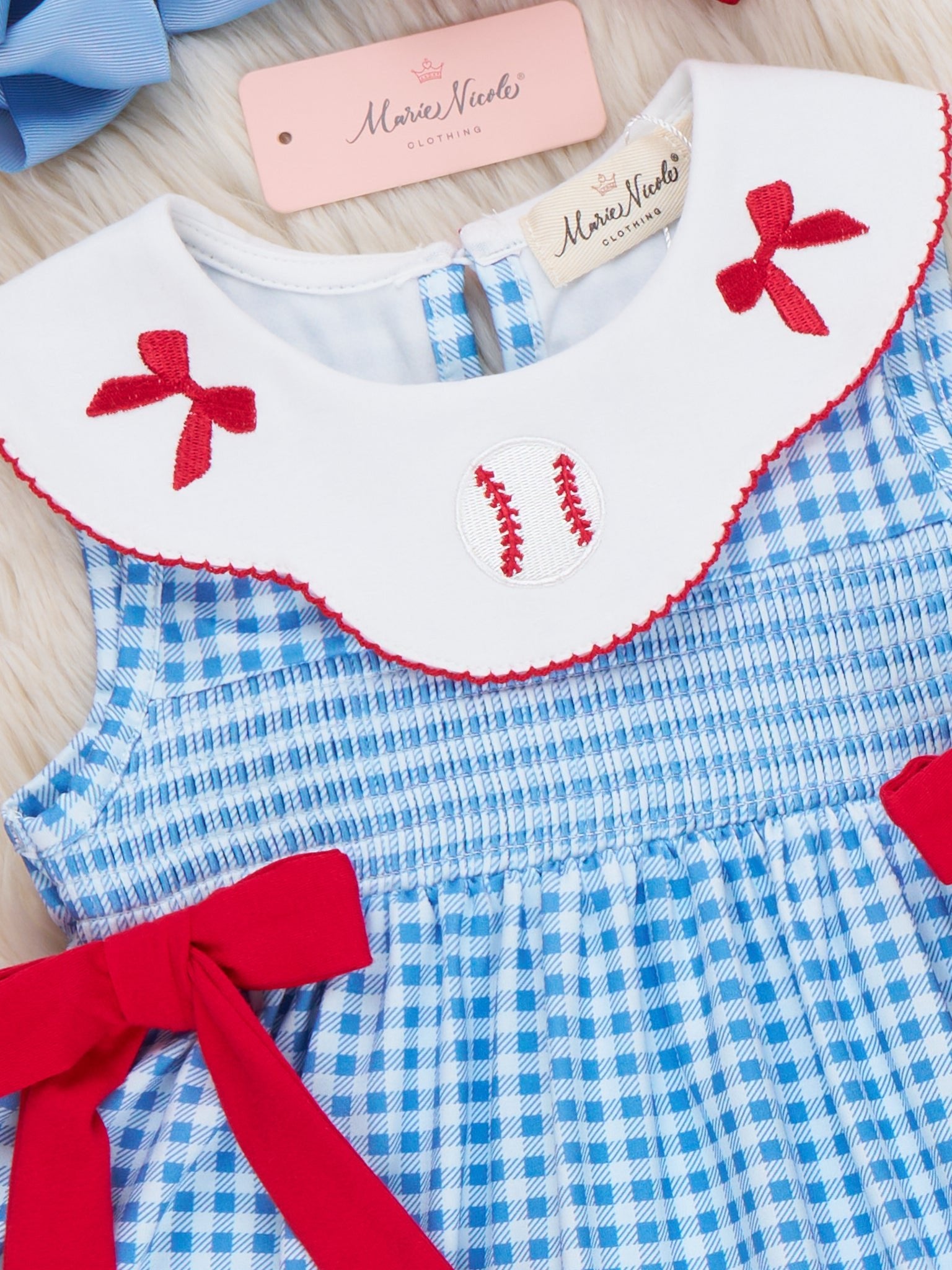 Field of Fun Baseball Embroidered Dress - Marie Nicole Clothing
