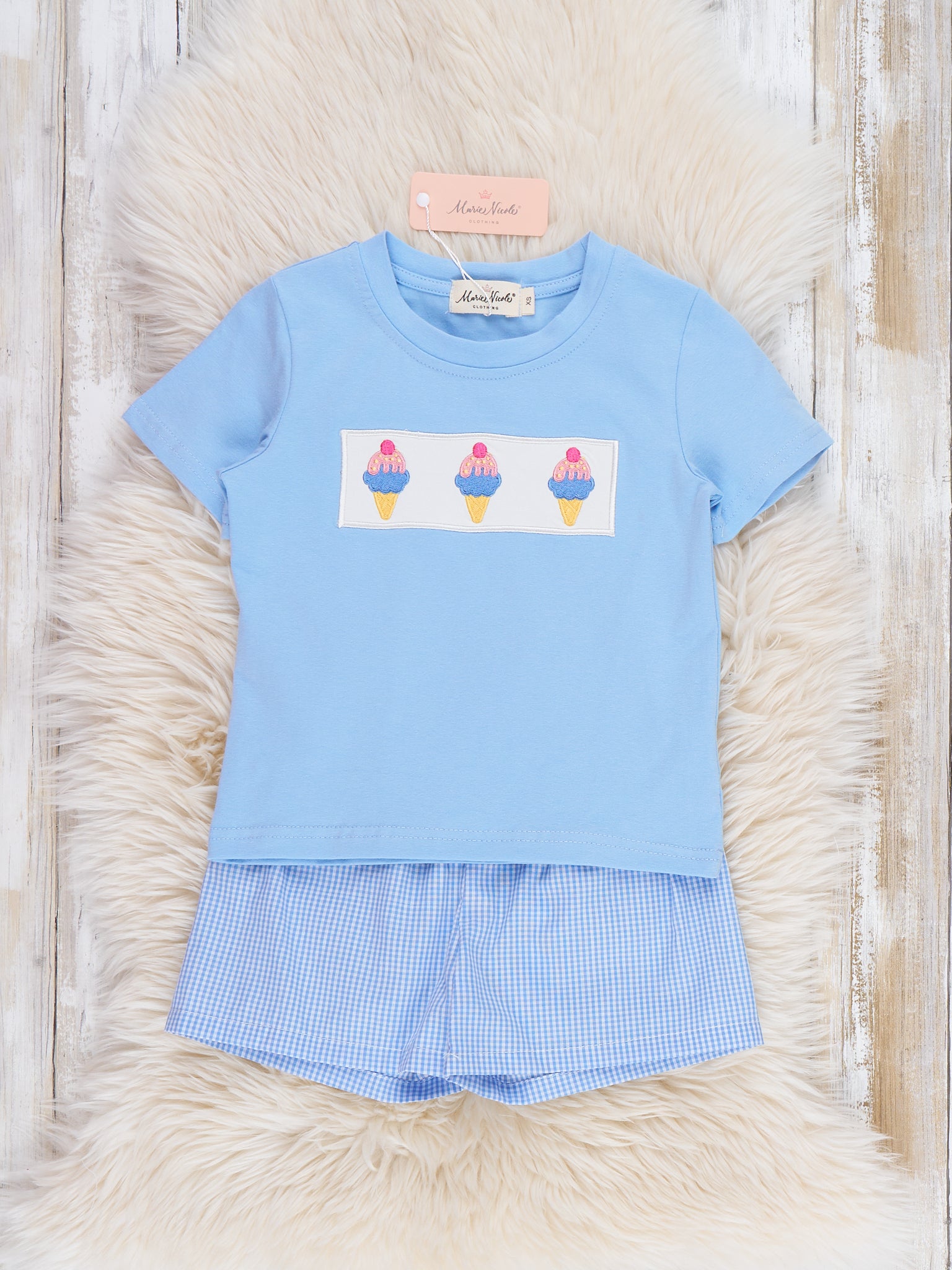 Frozen Delight Ice Cream Embroidered Cotton Outfit - Marie Nicole Clothing