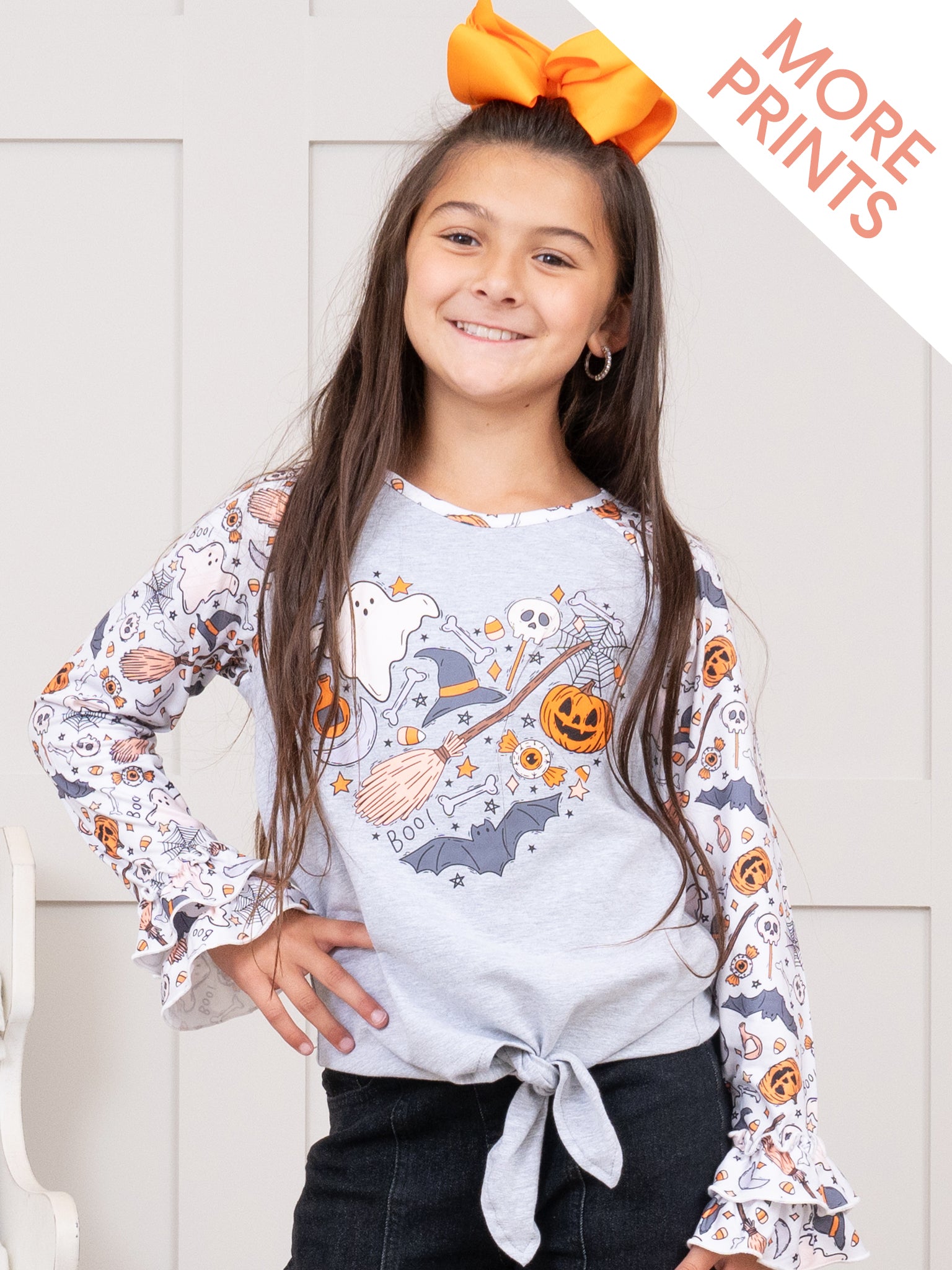 October Dreams Raglan Autumn Ruffle Tie Shirt - Marie Nicole Clothing