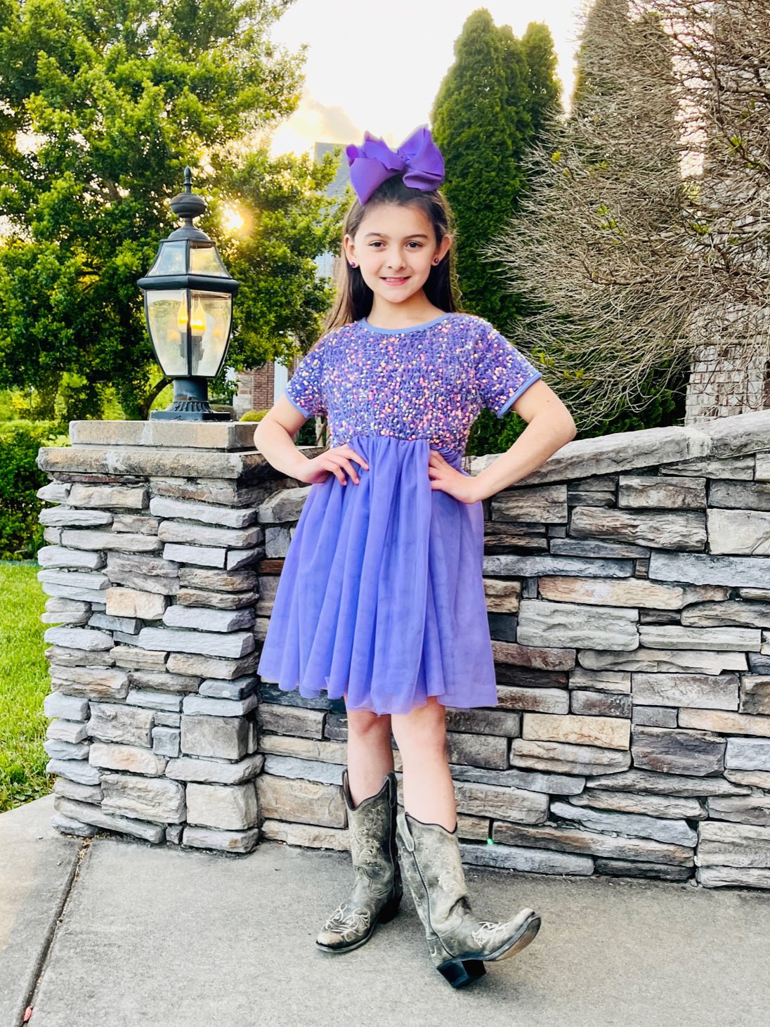 Purple Sparkly Tulle Dress - Marie Nicole Clothing