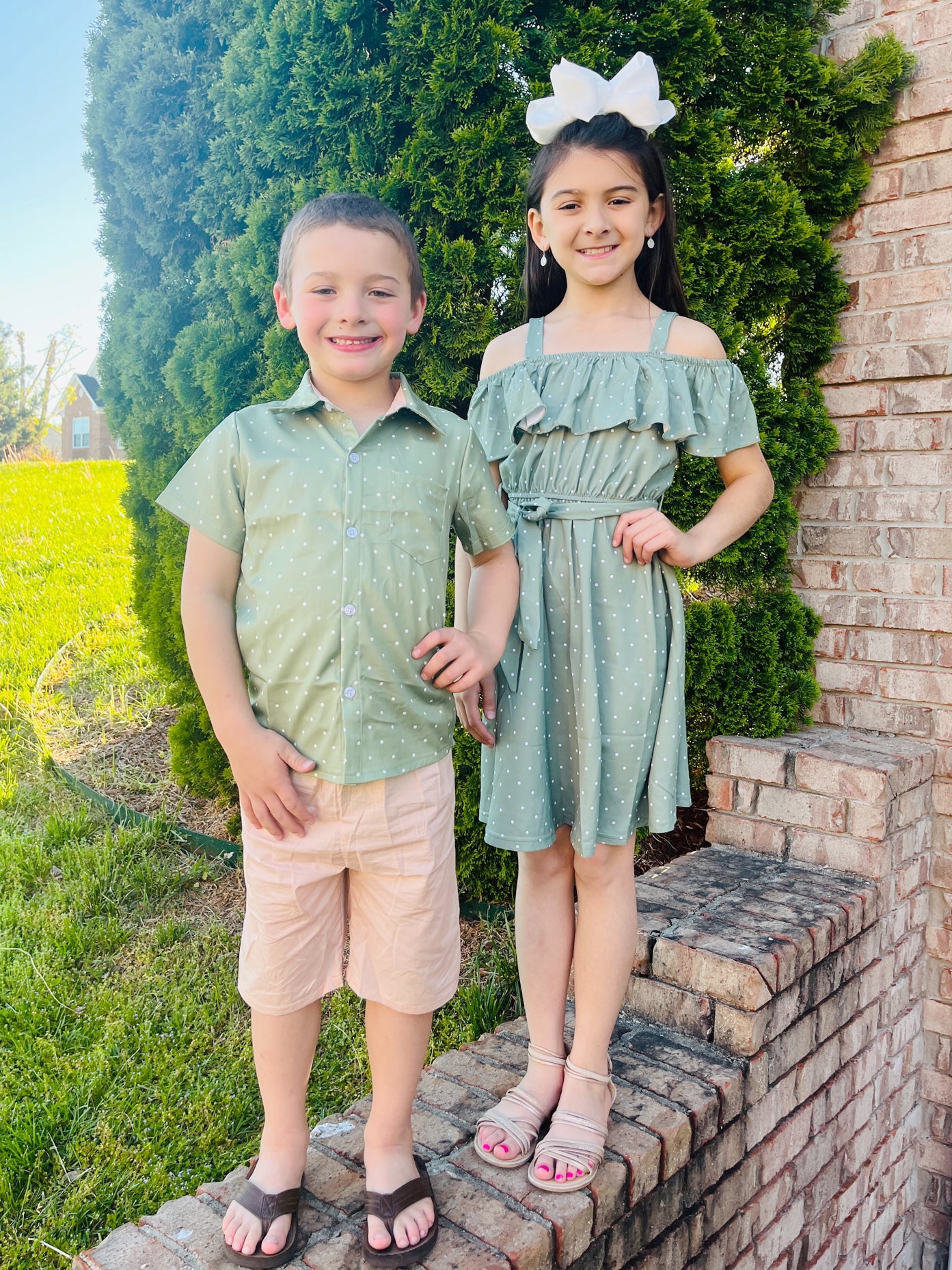 Green Polka Dot Polo Outfit - Marie Nicole Clothing