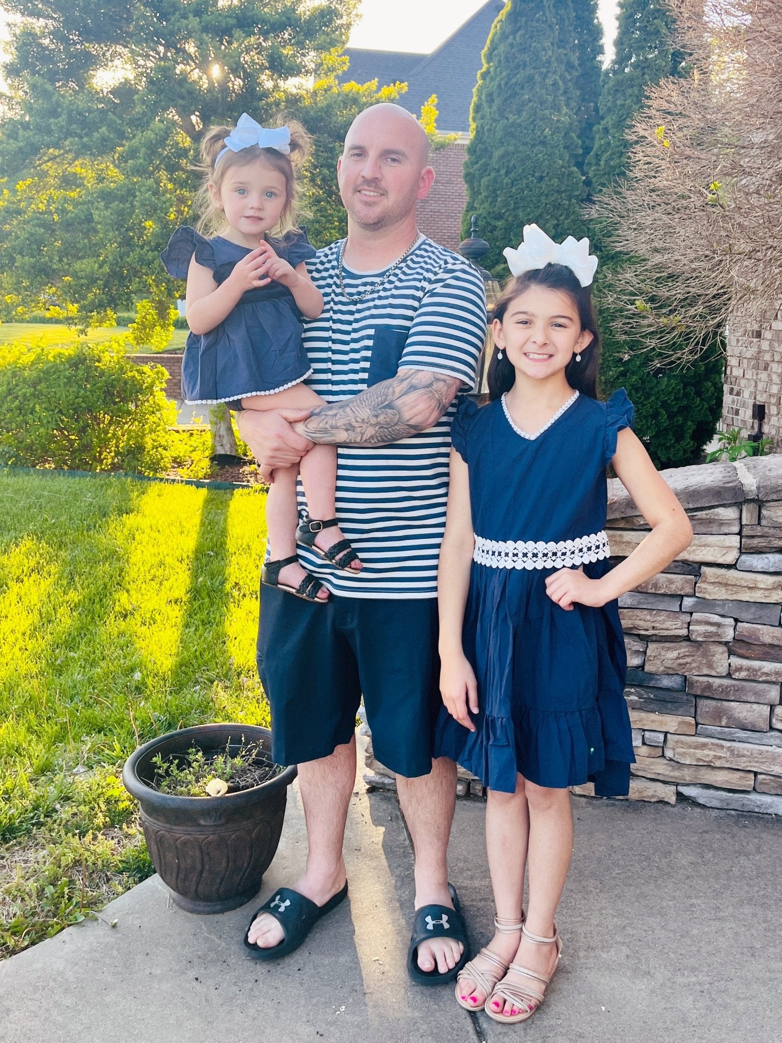 Dad & Me Navy Striped Pocket Shirt - Marie Nicole Clothing