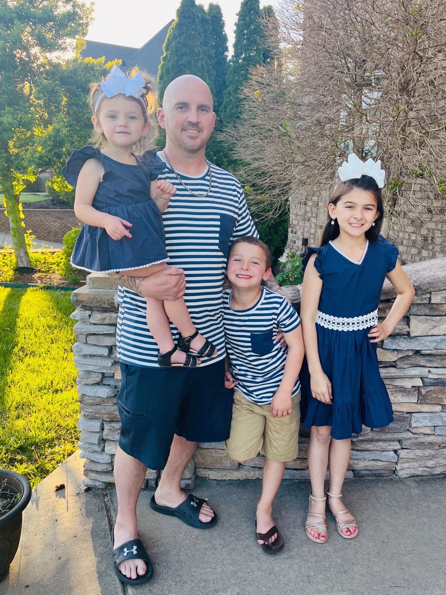 Dad & Me Navy Striped Pocket Shirt - Marie Nicole Clothing