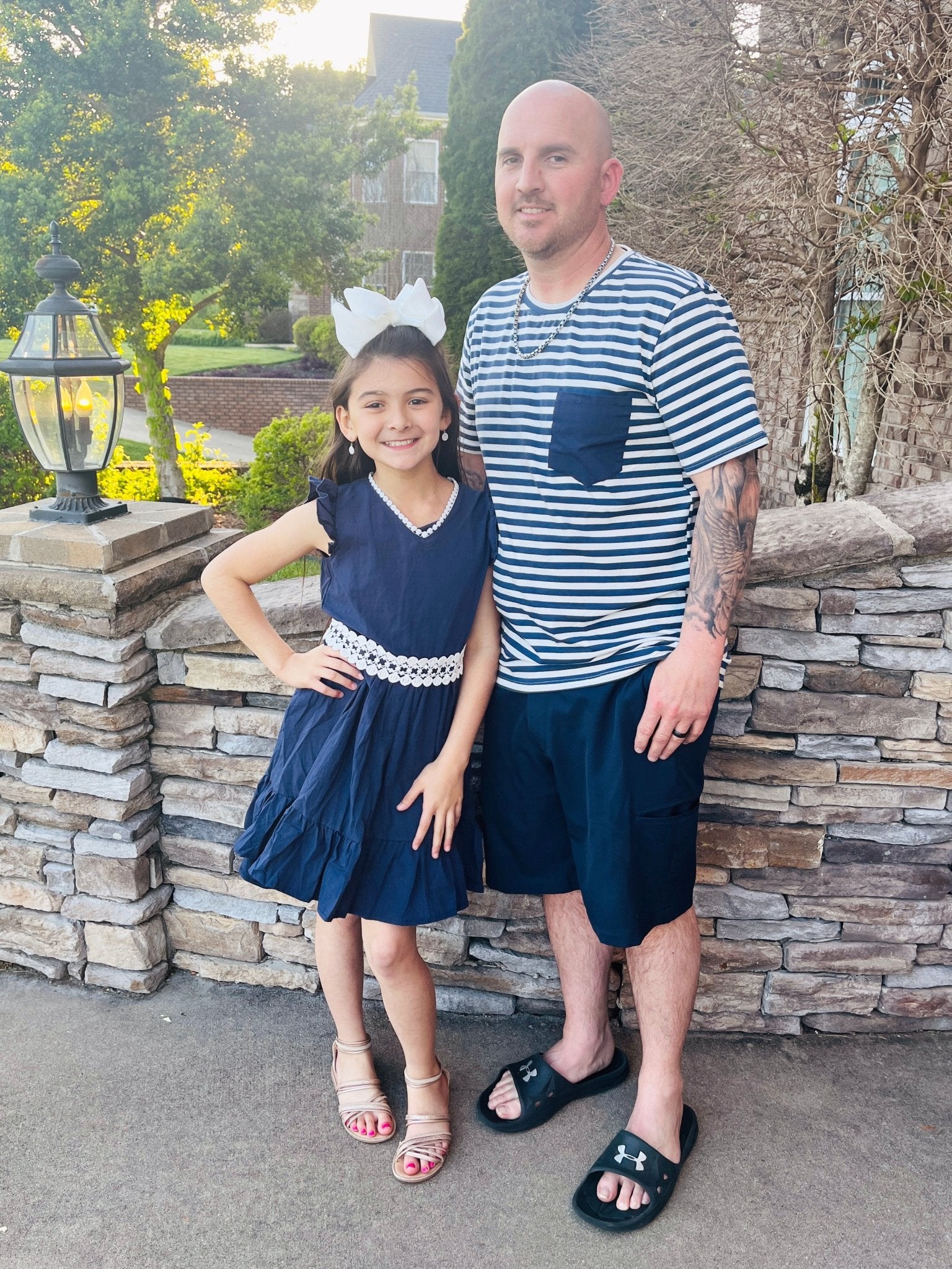 Dad & Me Navy Striped Pocket Shirt - Marie Nicole Clothing
