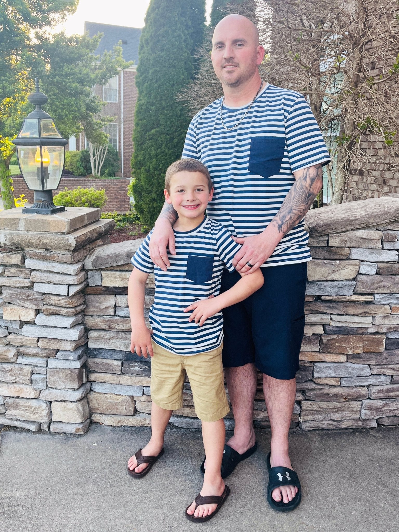 Dad & Me Navy Striped Pocket Shirt - Marie Nicole Clothing