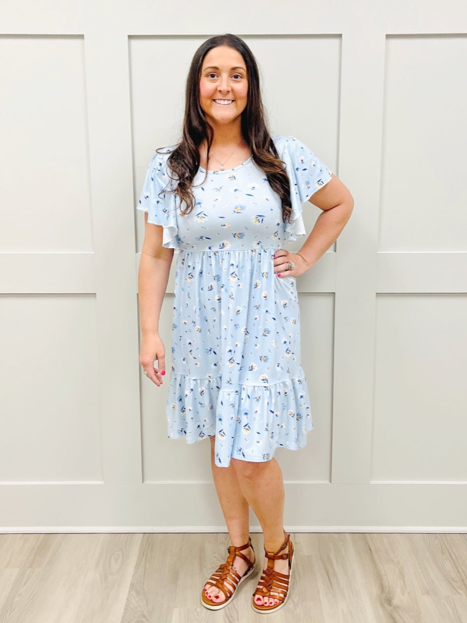 Mom & Me Cornflower Ruffle Dress - Marie Nicole Clothing