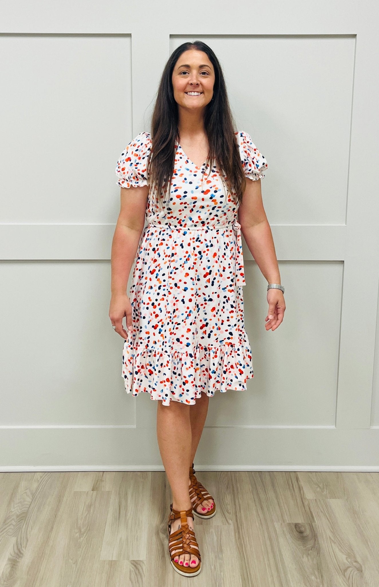 Mom & Me Red & Blue Polka Dot Ruffle Dress - Marie Nicole Clothing