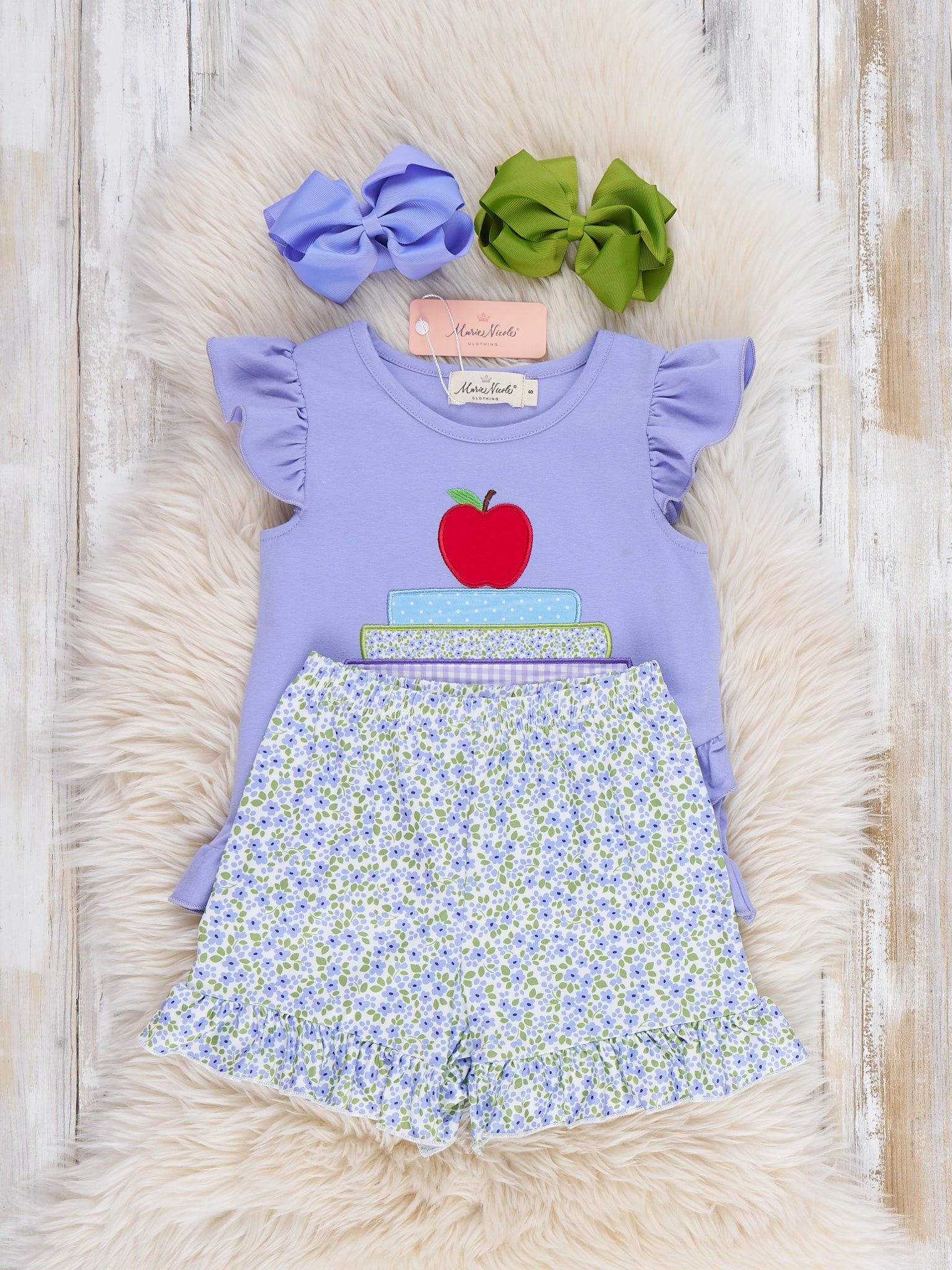 Apple Blossom Embroidered Ruffle Outfit - Marie Nicole Clothing