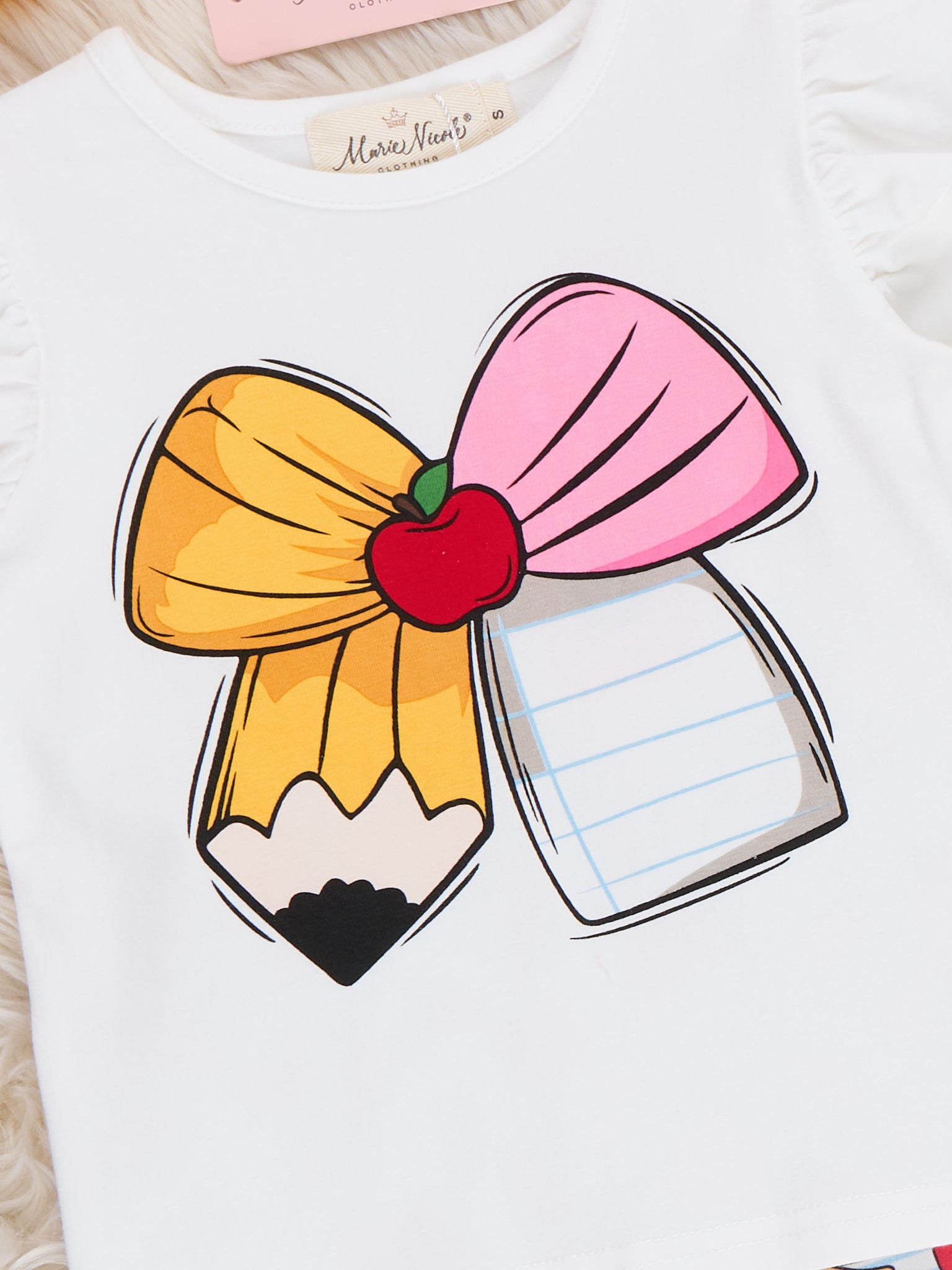 Little Learner Bow Applique Ruffle Outfit - Marie Nicole Clothing
