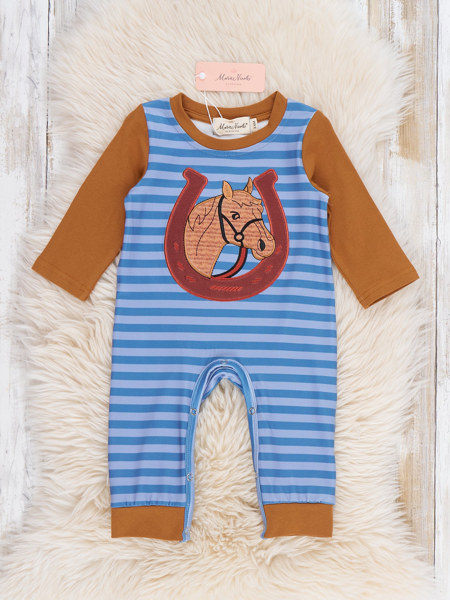 Lucky Horse Embroidered Romper - Marie Nicole Clothing