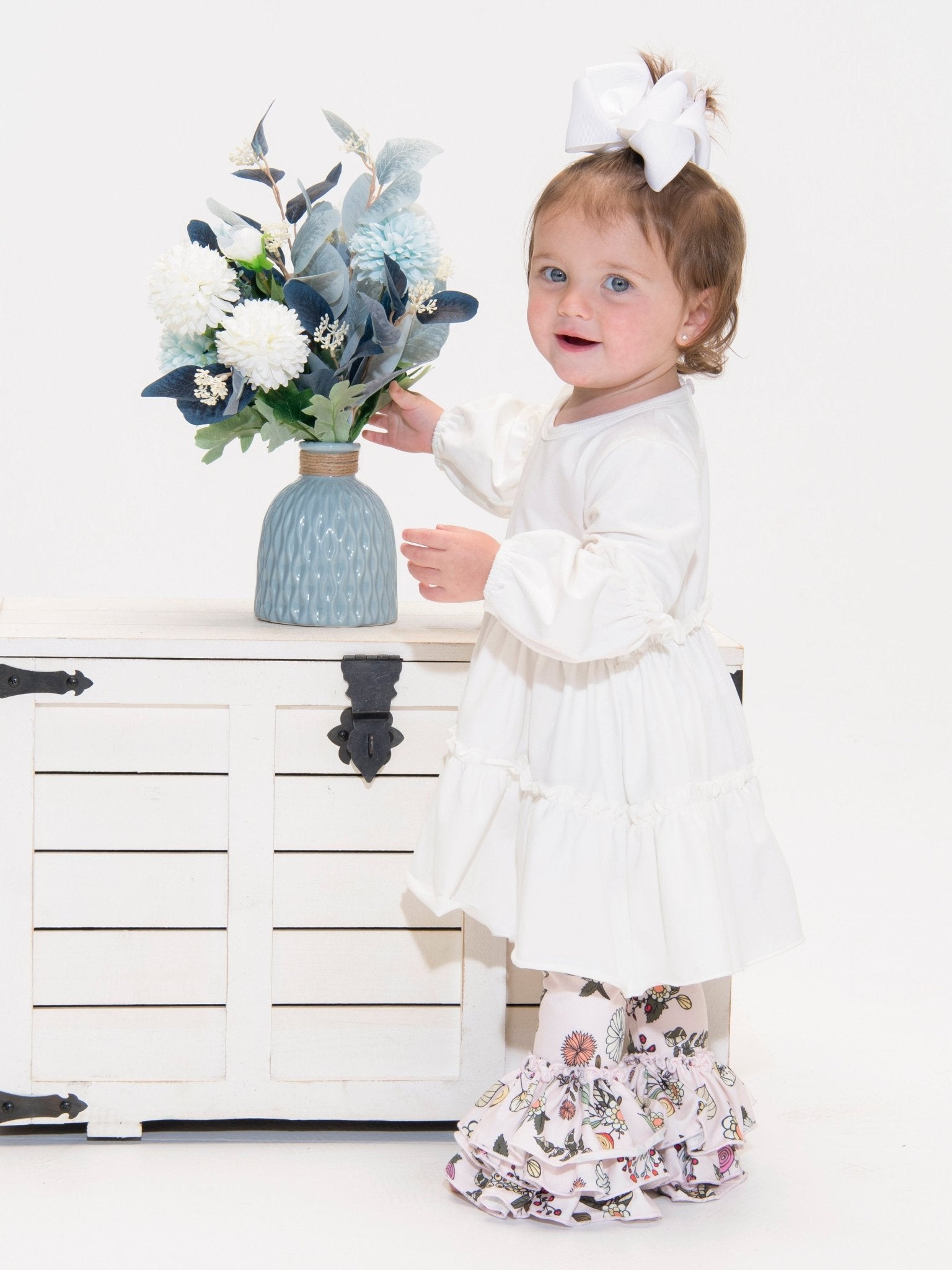Cotton Ruffle Tunic - White - Marie Nicole Clothing