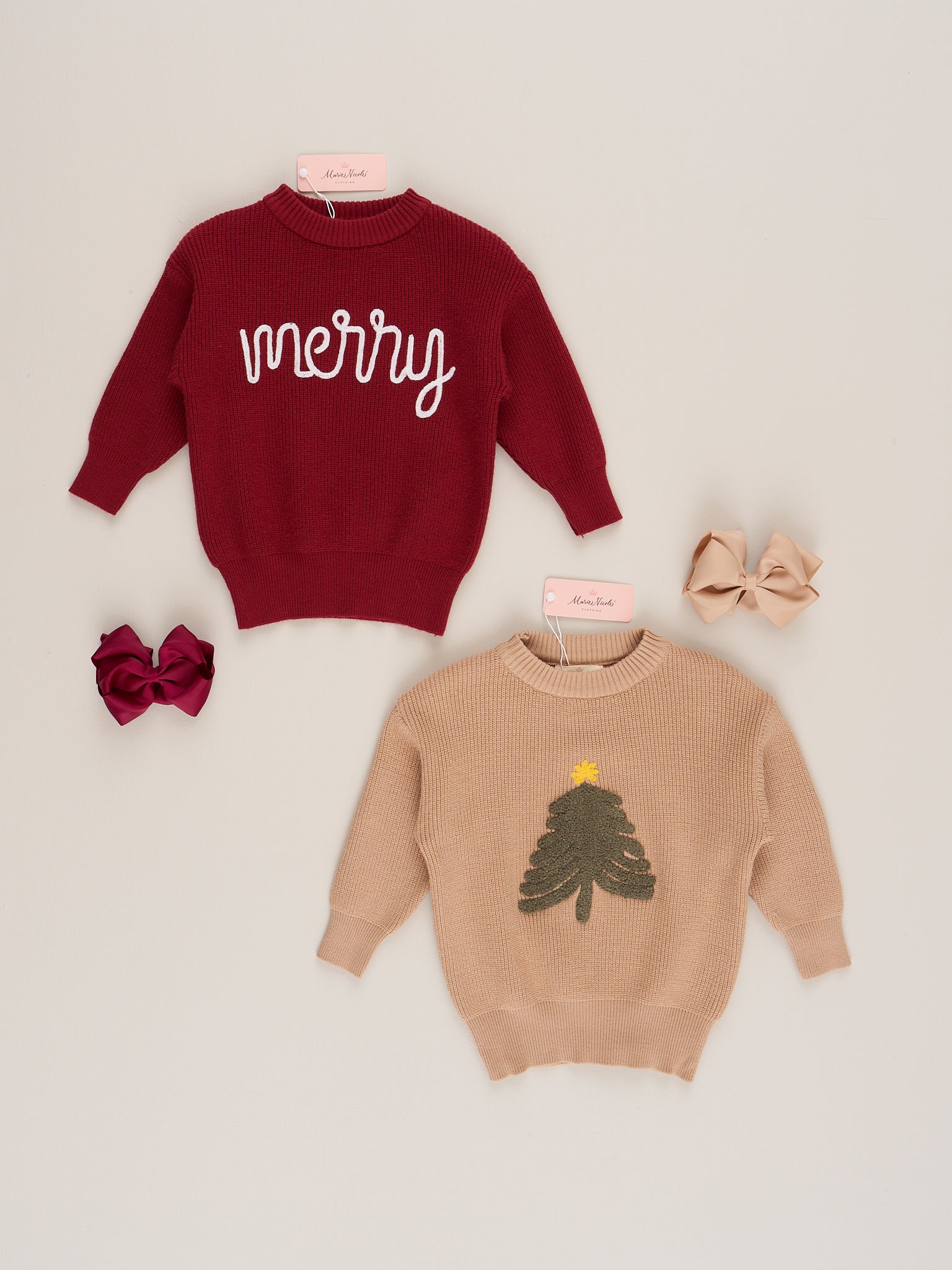 Happy Christmas Embroidered Sweater - Marie Nicole Clothing