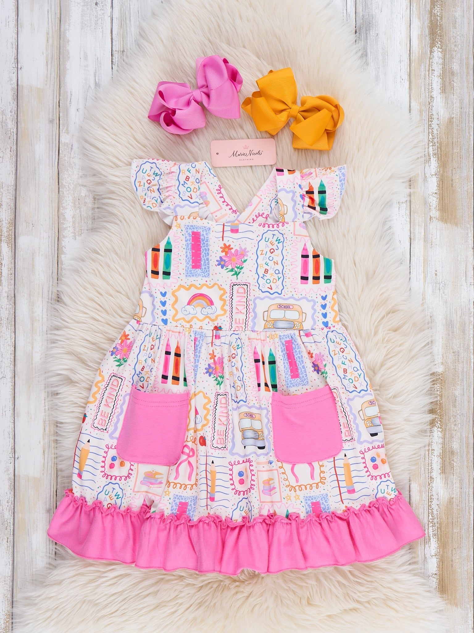 Notebook Scribbles Ruffle Dress - Marie Nicole Clothing