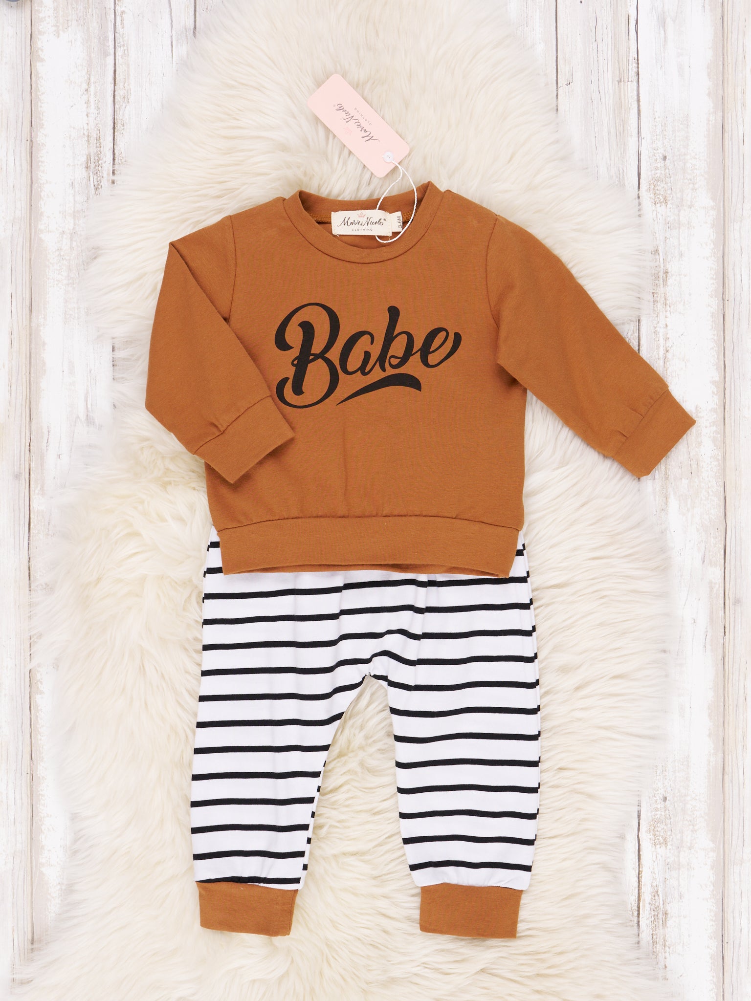 Bronze Fall Stripes "Babe" Outfit - Marie Nicole Clothing