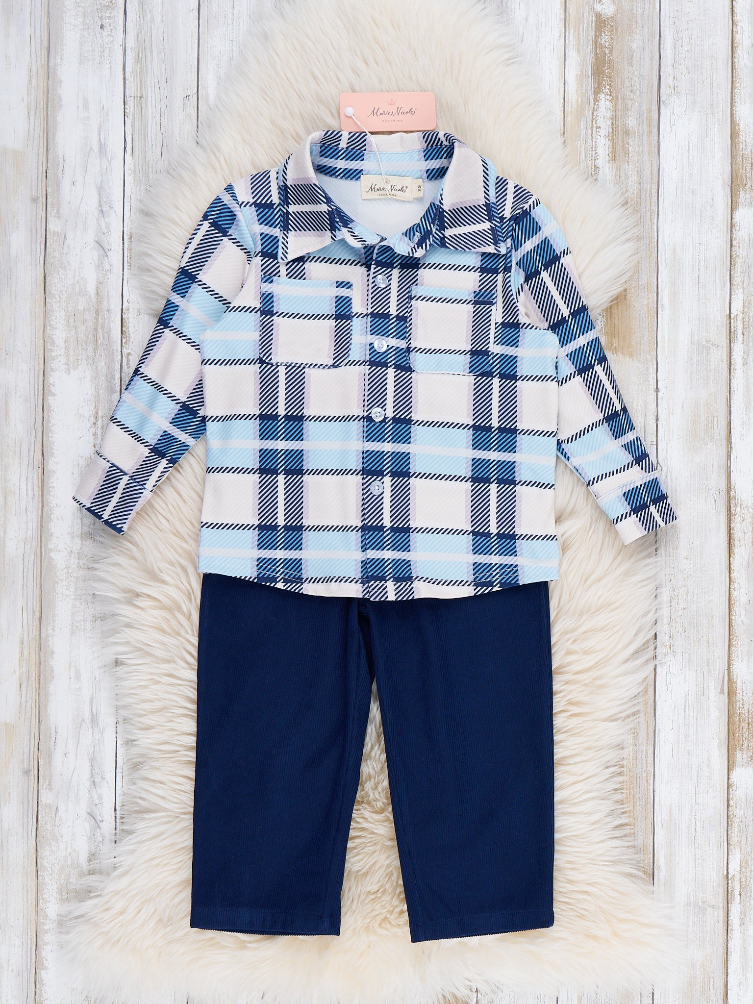 Plaid Prep Button Outfit - Marie Nicole Clothing