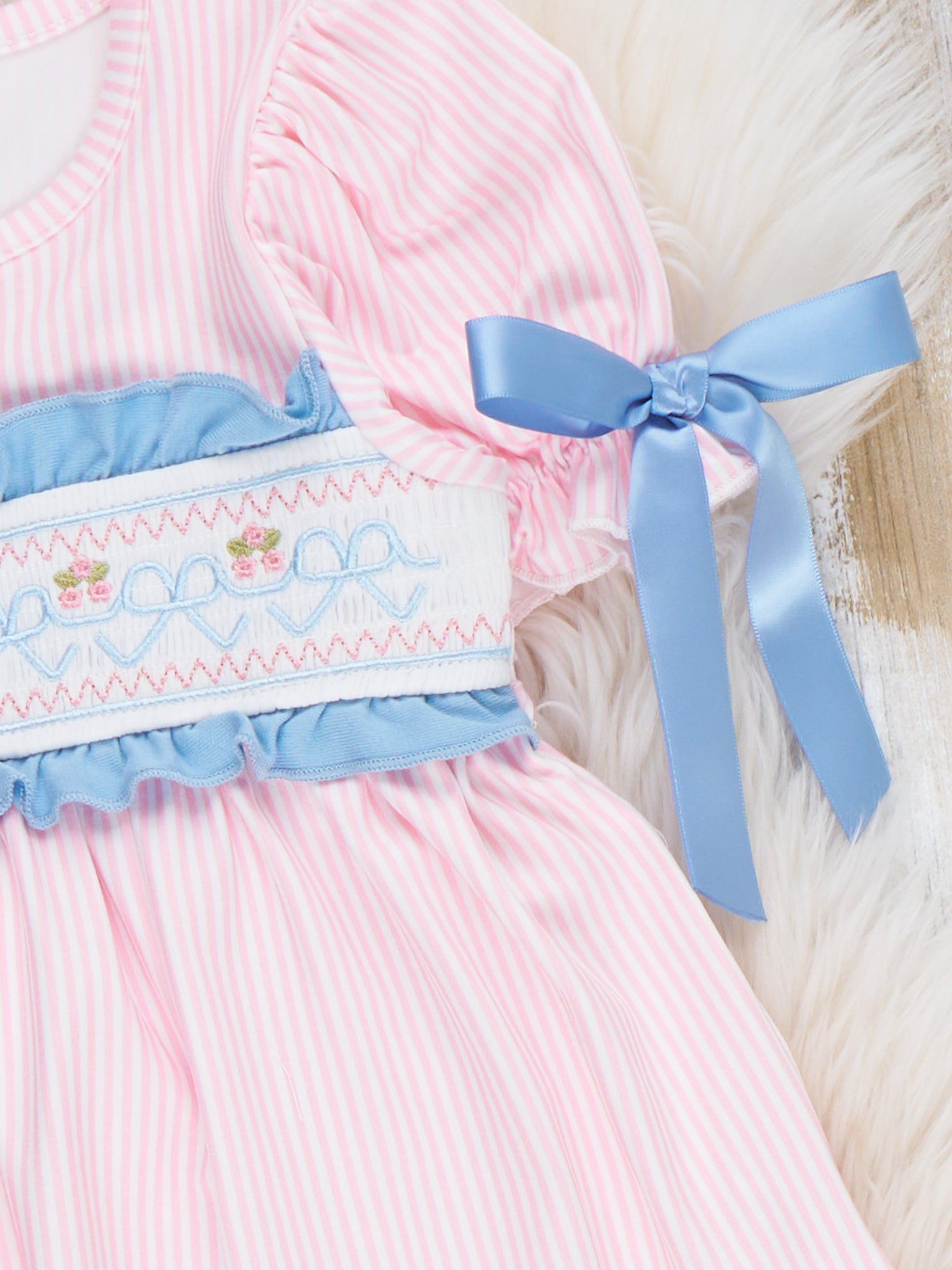 Dainty Bow Smocked Bell Bottom Outfit - Marie Nicole Clothing