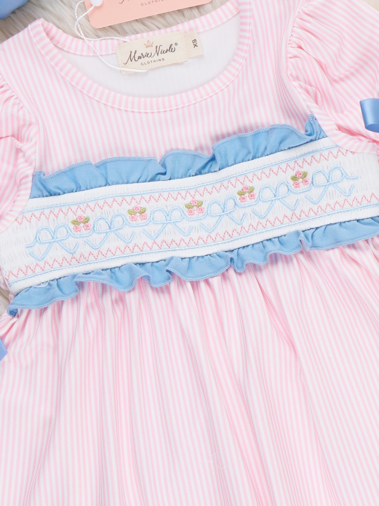 Dainty Bow Smocked Bell Bottom Outfit - Marie Nicole Clothing