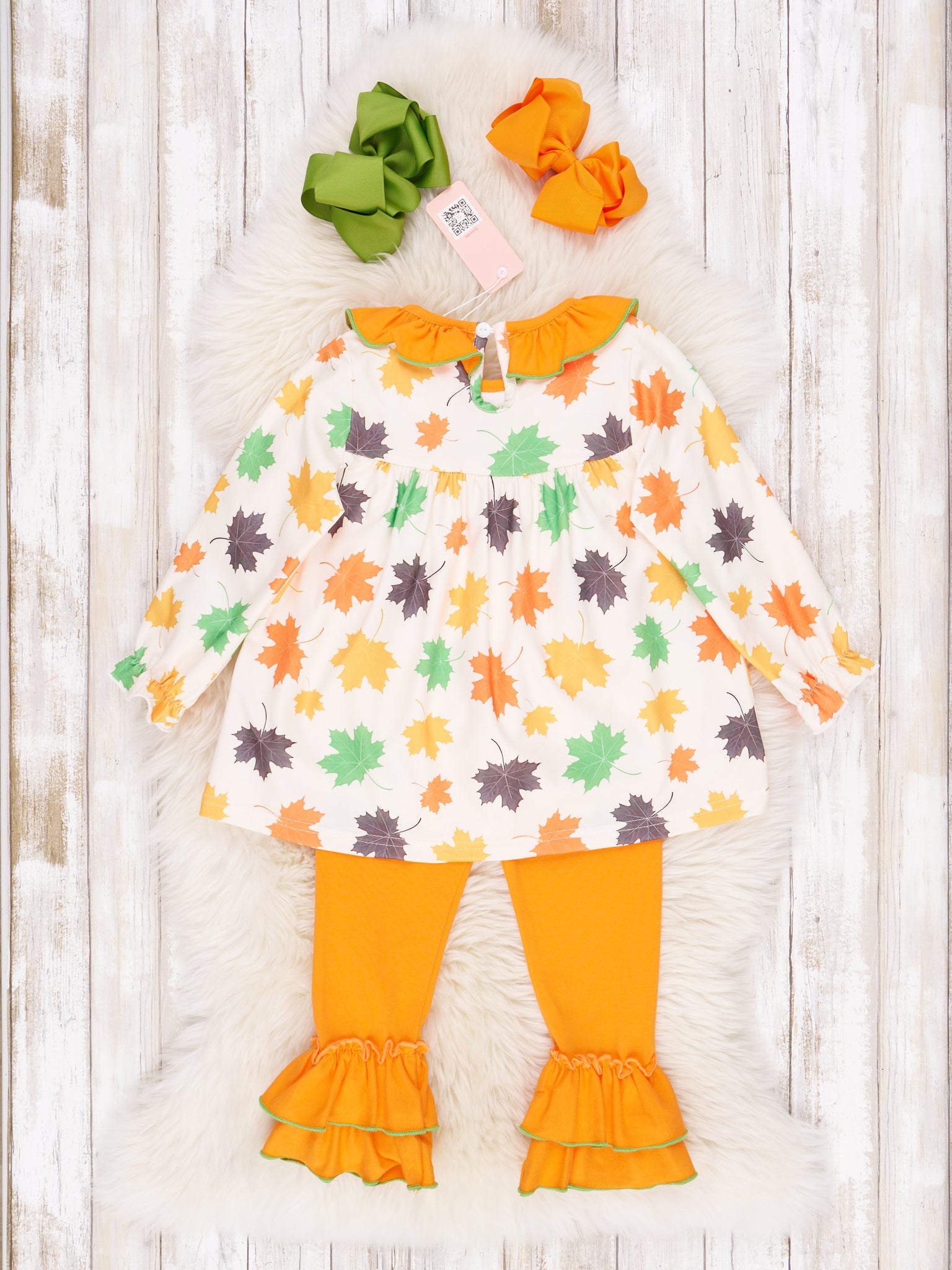 Orange and Green Little Fox Outfit - Marie Nicole Clothing