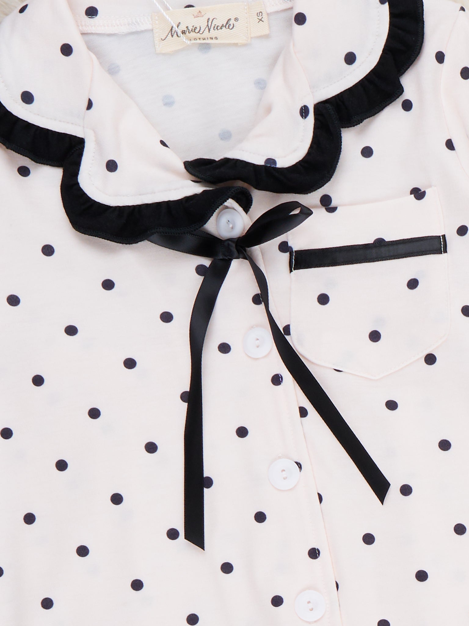 Polka Dot Ruffle Pajamas - Marie Nicole Clothing