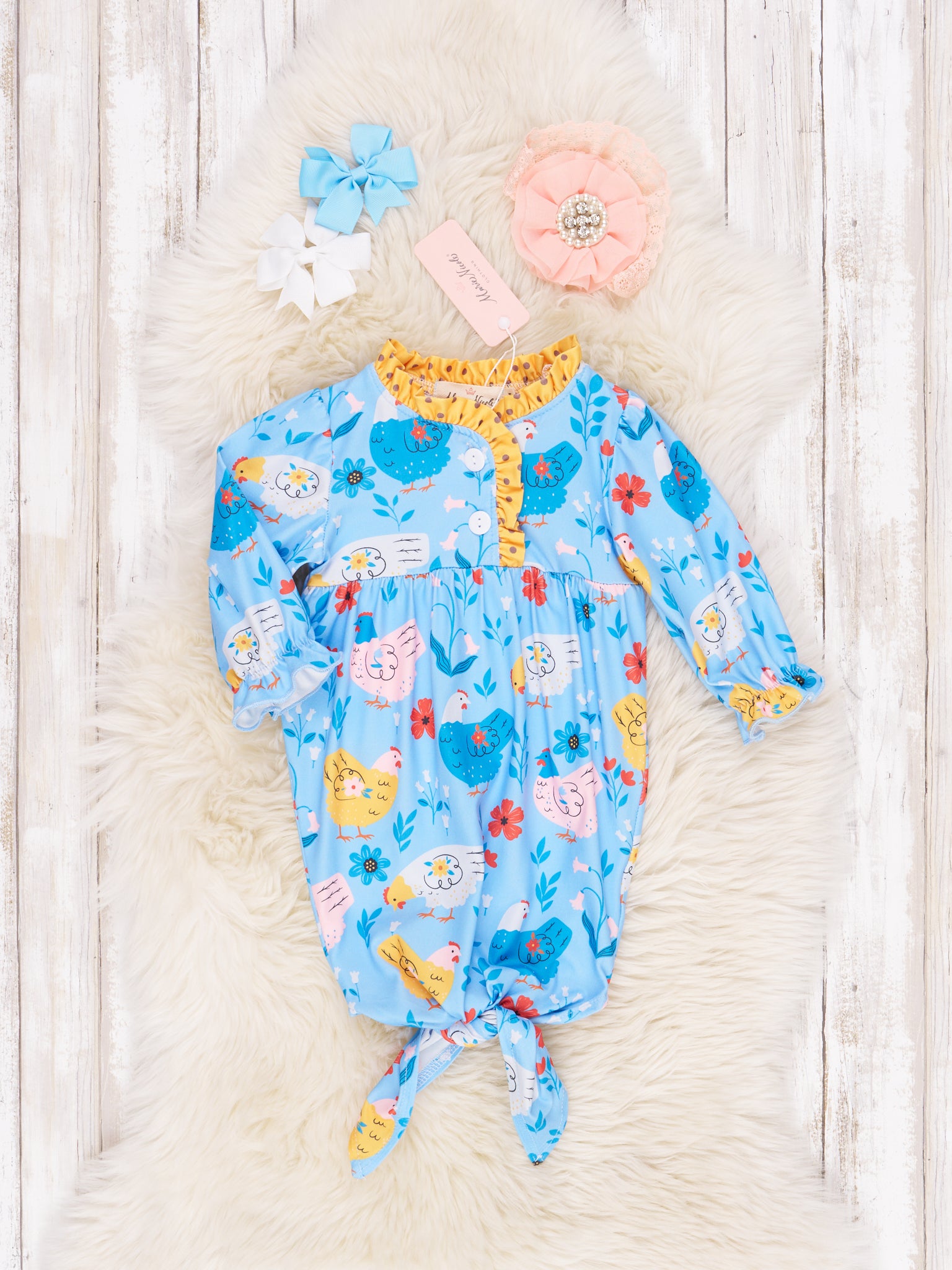 Yellow Dot Chicken Knot Gown - Marie Nicole Clothing