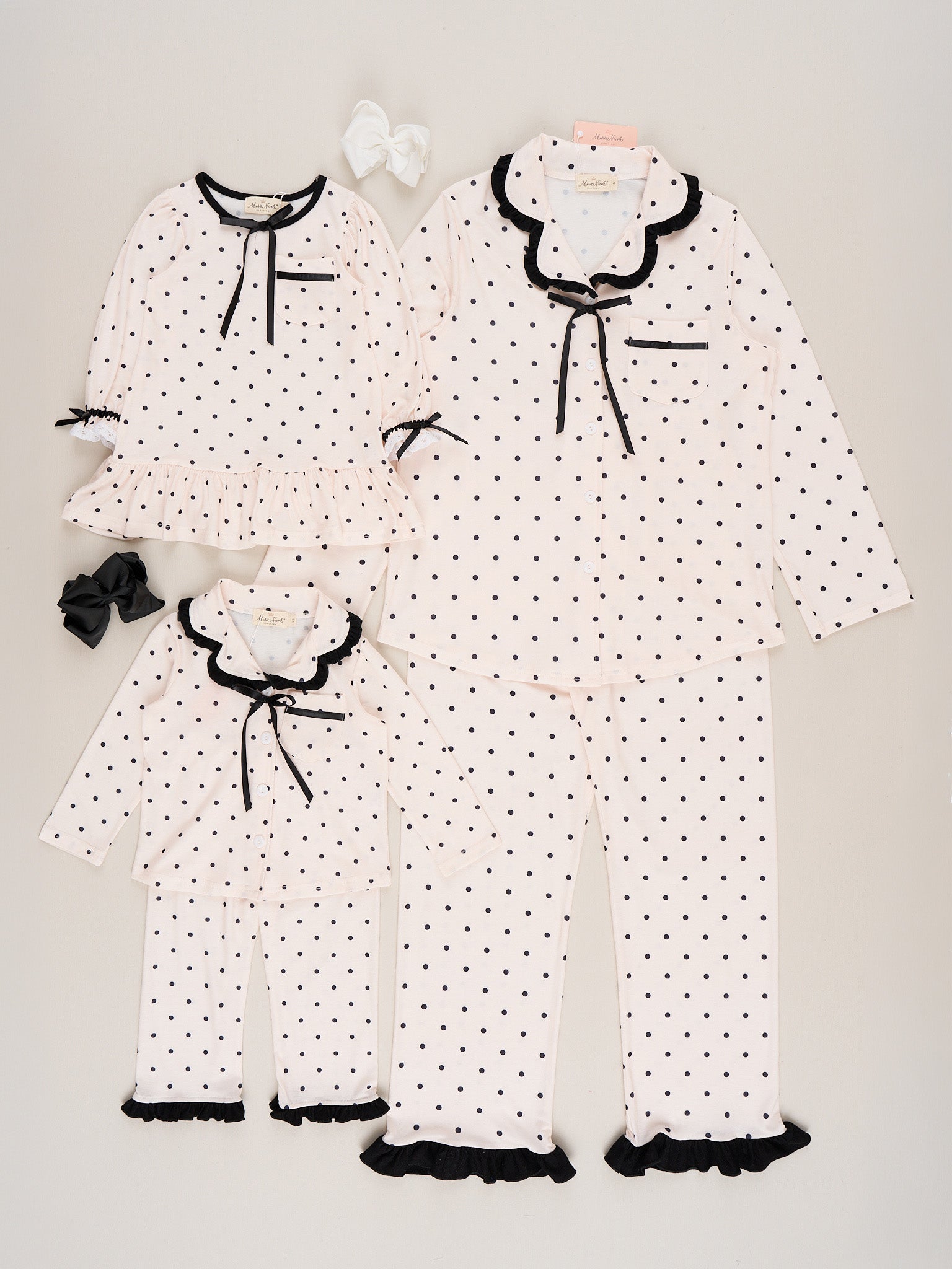 Mom & Me Polka Dot Ruffle Pajama - Marie Nicole Clothing
