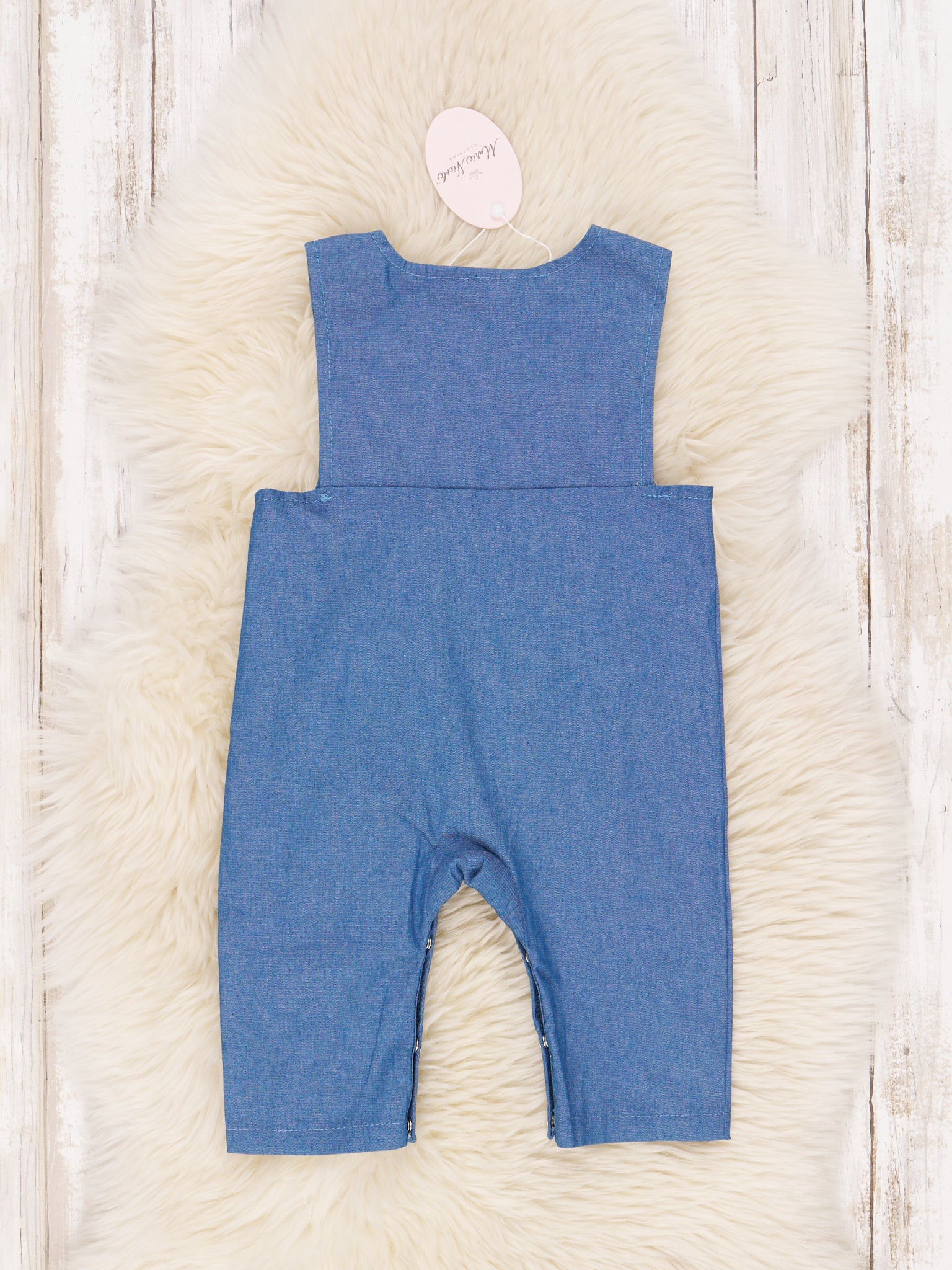 Party Pumpkins Smocked Chambray Johnny - Marie Nicole Clothing