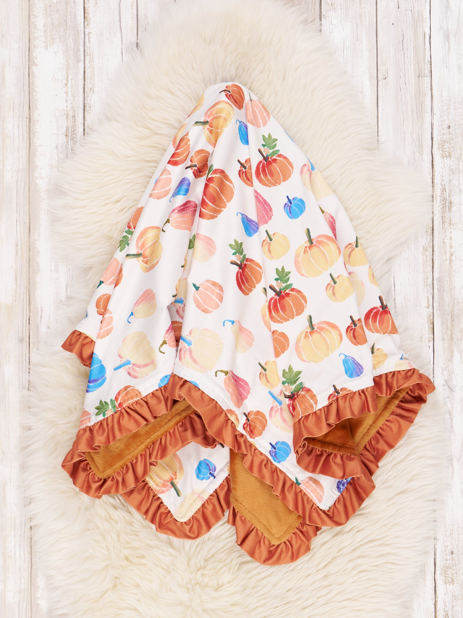 Party Pumpkins Ruffle Blanket - Marie Nicole Clothing