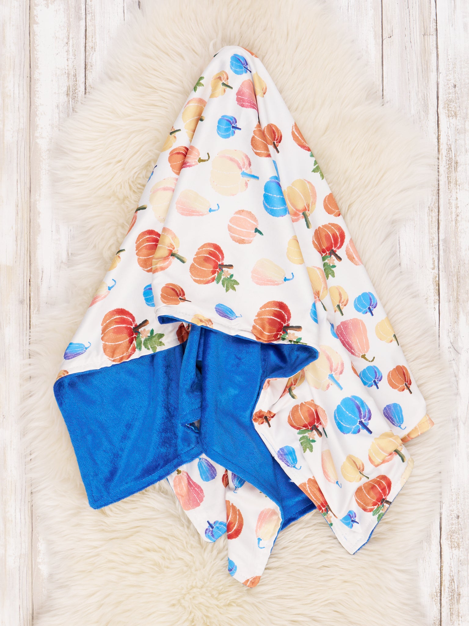 Party Pumpkins Blue Blanket - Marie Nicole Clothing