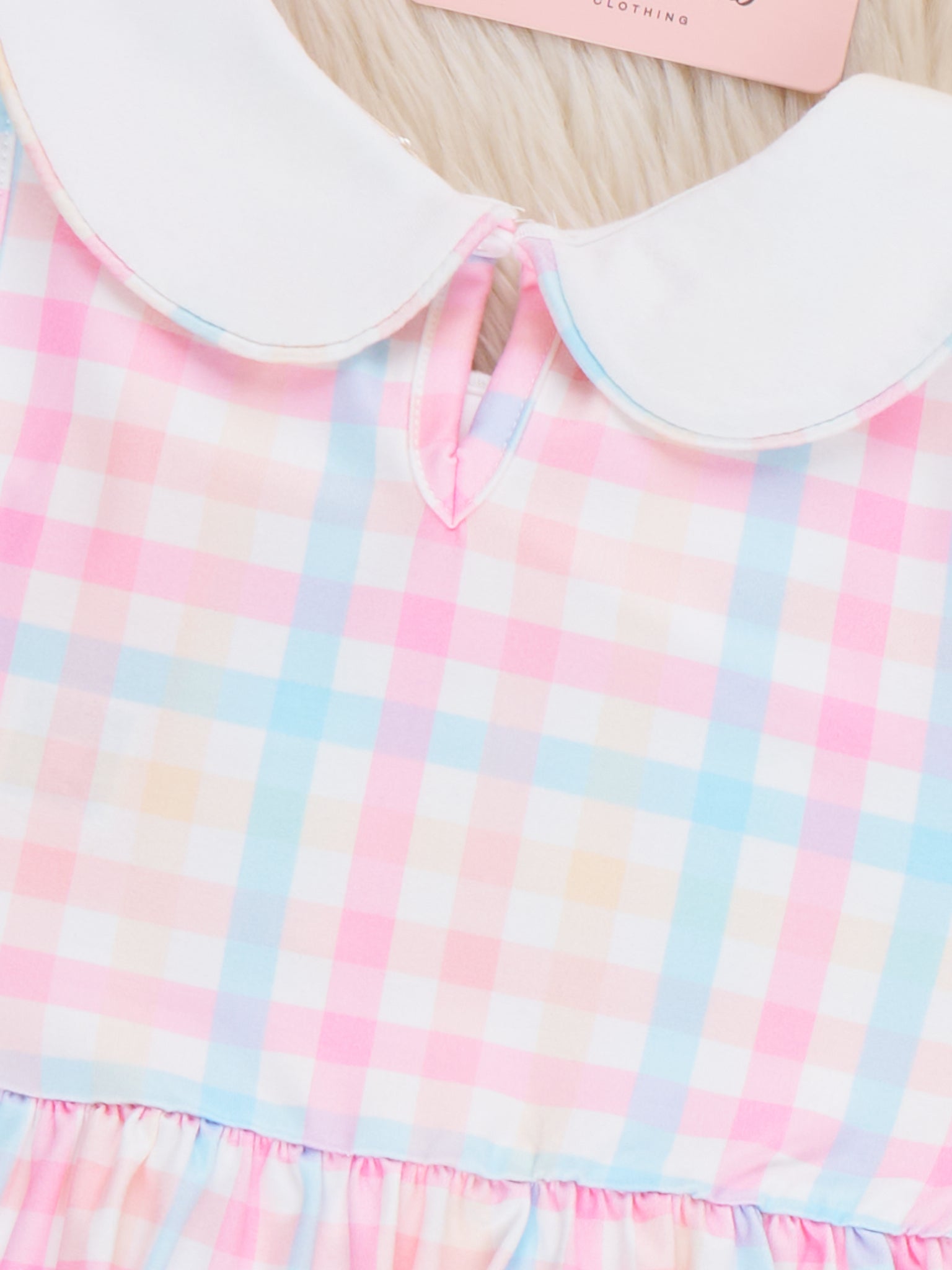 Pastel Pencils Embroidered Plaid Ruffle Dress - Marie Nicole Clothing