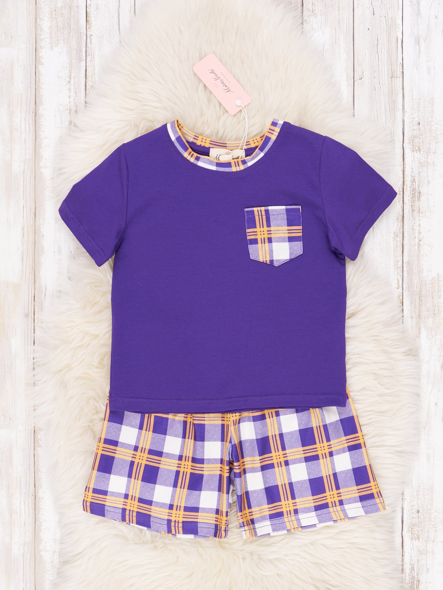 Purple & Gold Plaid Outfit - Marie Nicole Clothing