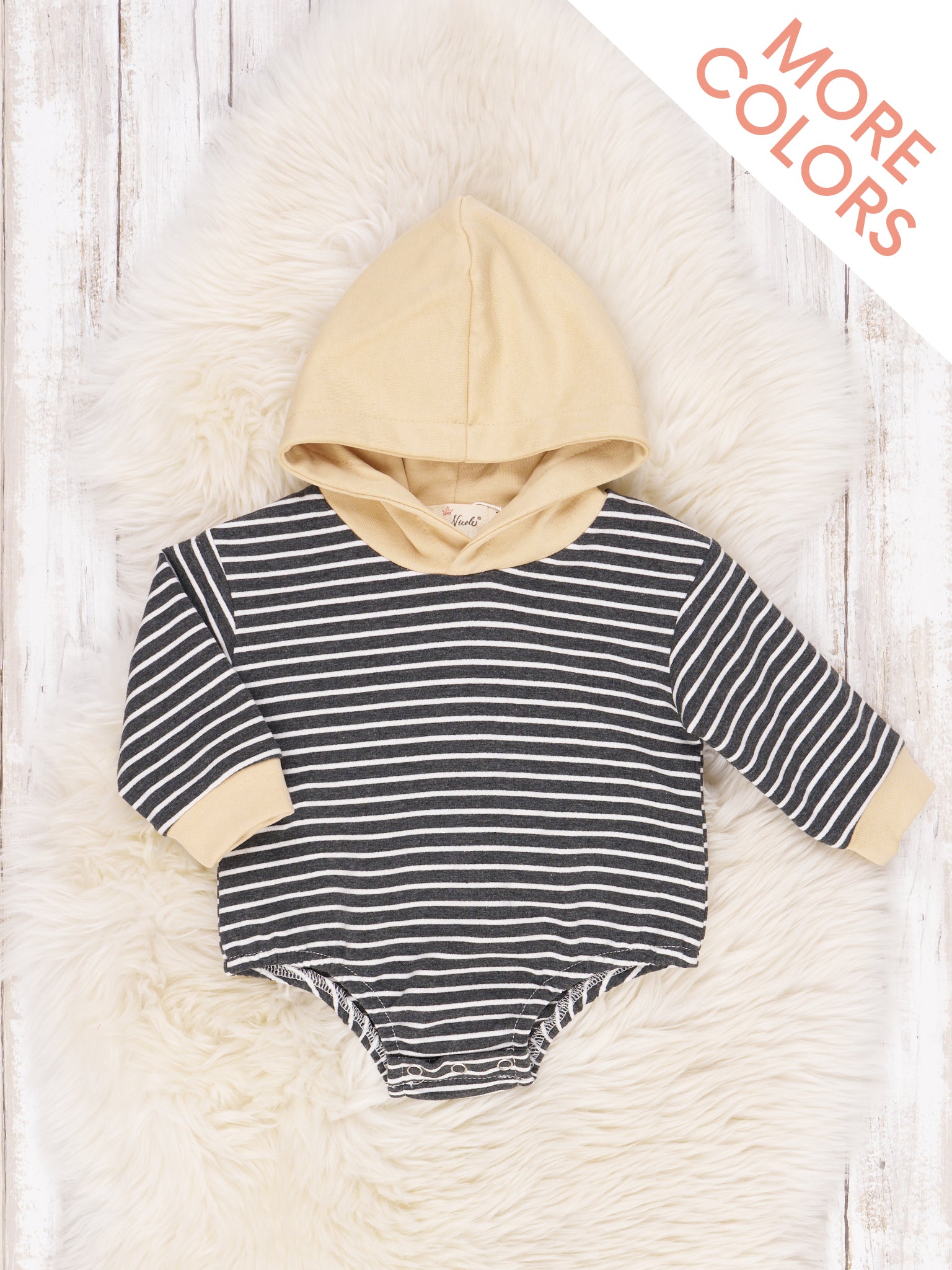 Long Sleeve Stripe Hoodie Romper - Marie Nicole Clothing