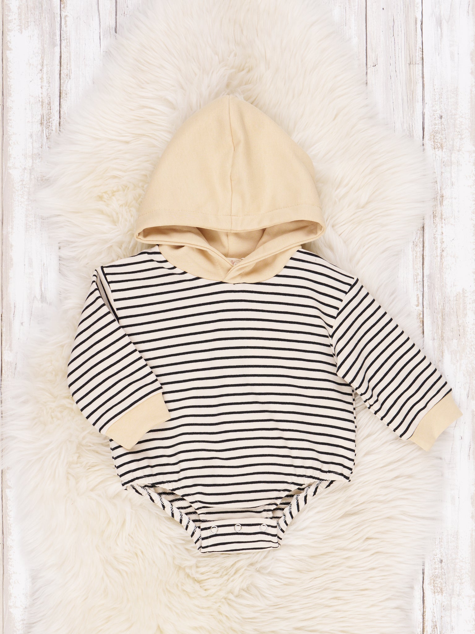 Long Sleeve Stripe Hoodie Romper - Marie Nicole Clothing