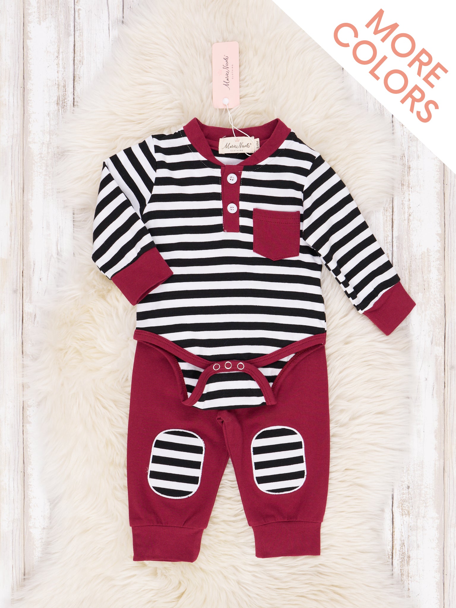 Stripes and Solids Pocket Henley Romper Outfit - Marie Nicole Clothing