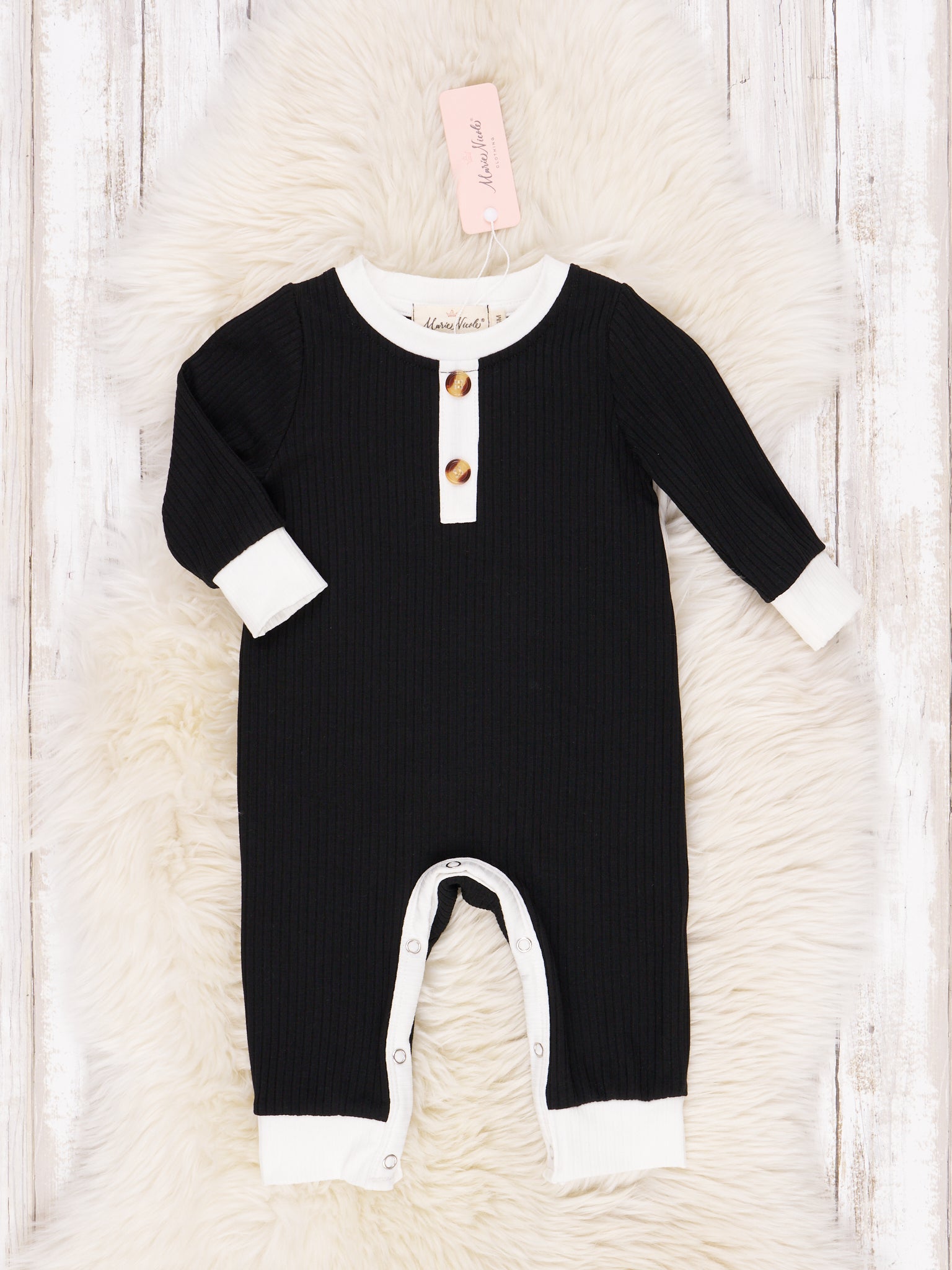 Long Sleeve Fall Ribbed Romper - Marie Nicole Clothing