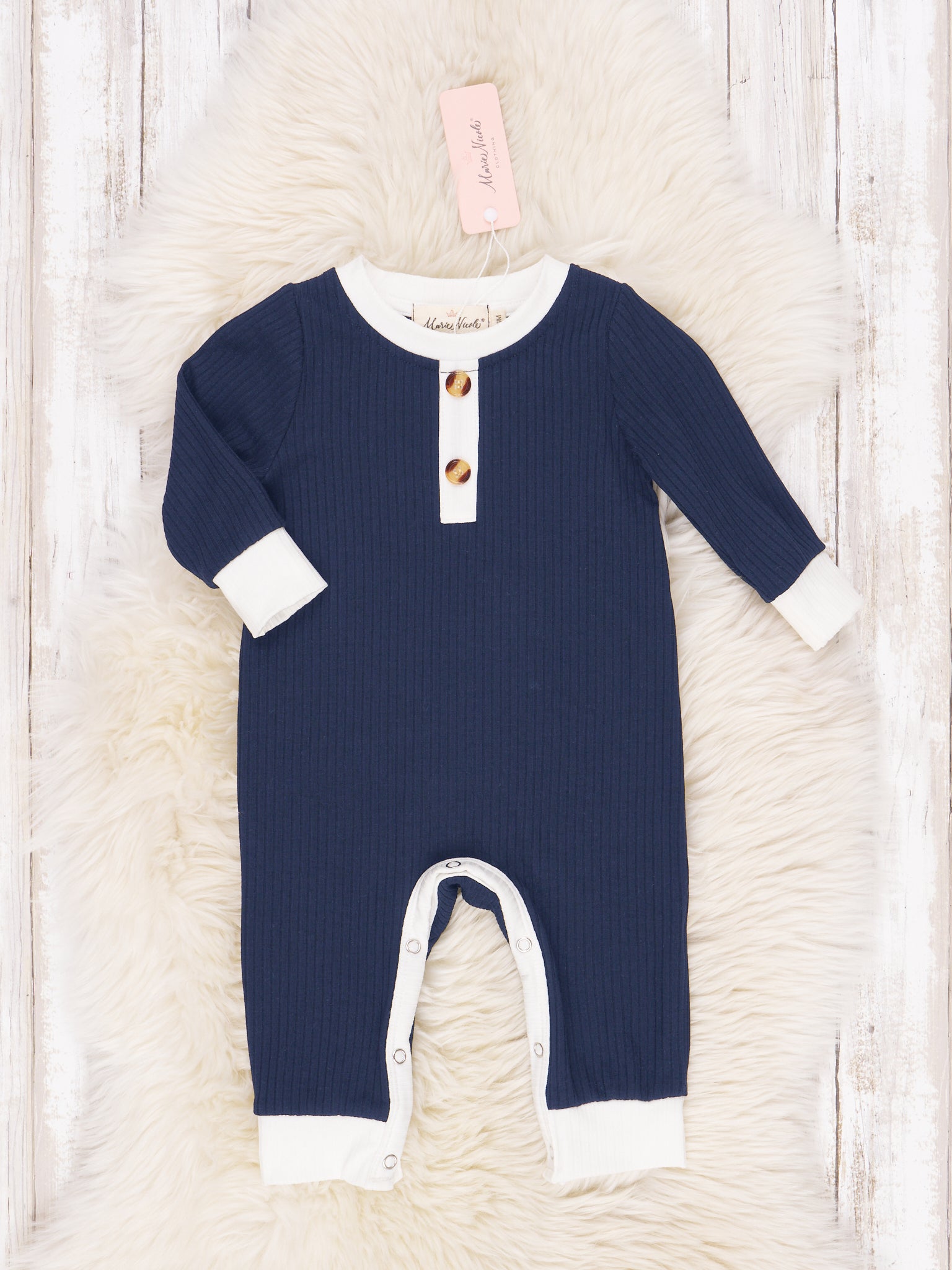 Long Sleeve Fall Ribbed Romper - Marie Nicole Clothing