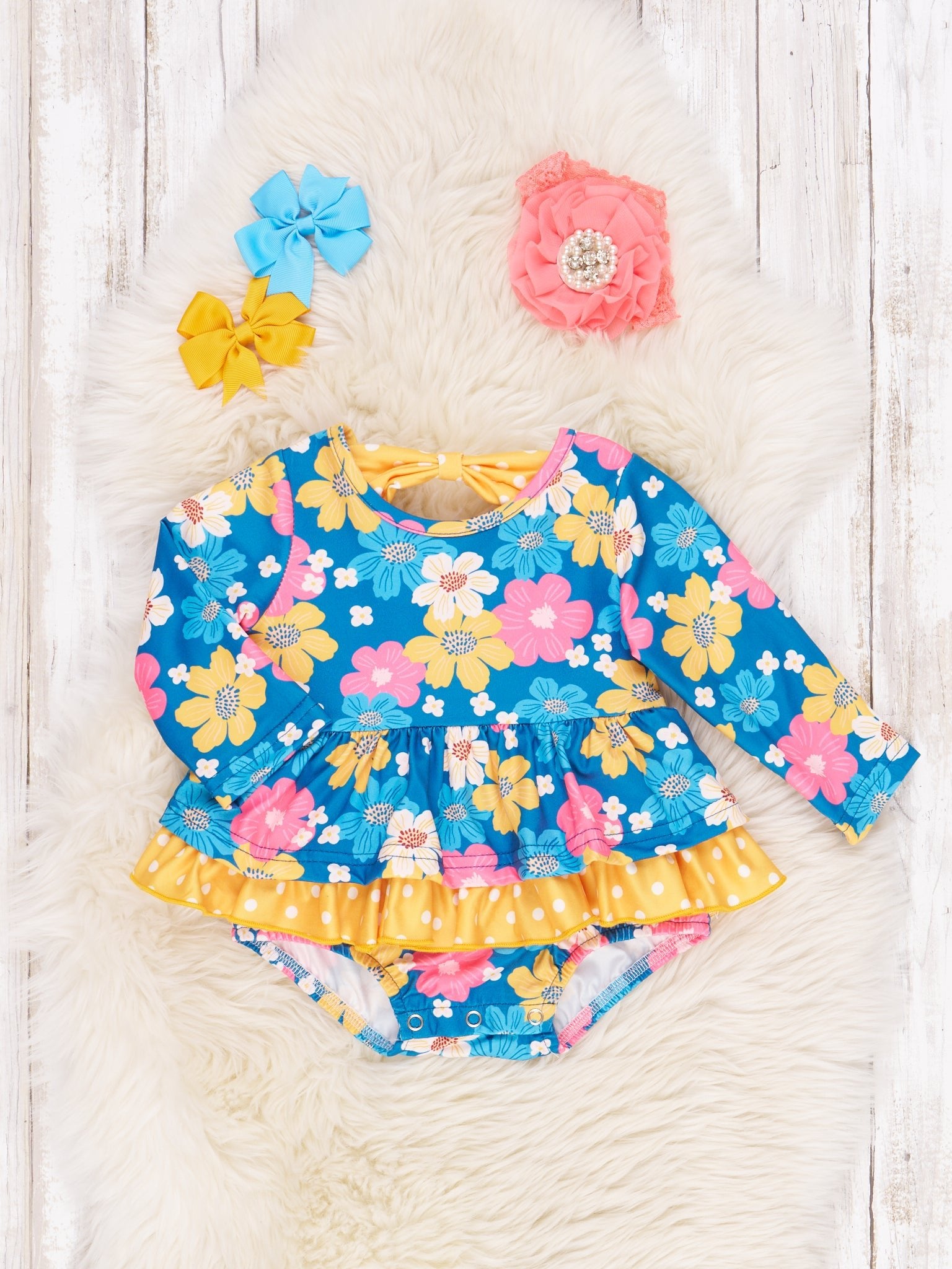 Blue Fall Wildflower Romper - Marie Nicole Clothing