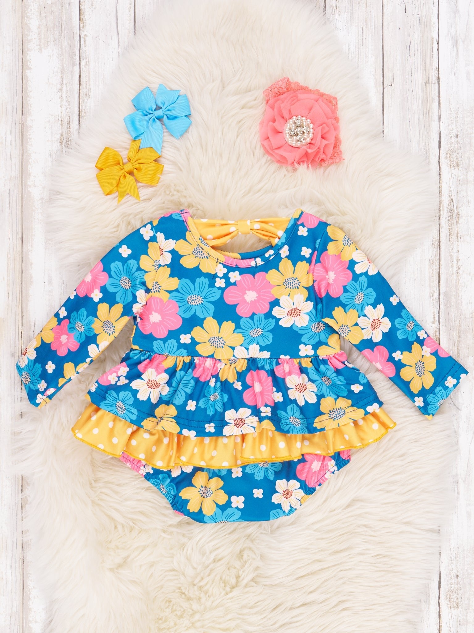 Blue Fall Wildflower Romper - Marie Nicole Clothing