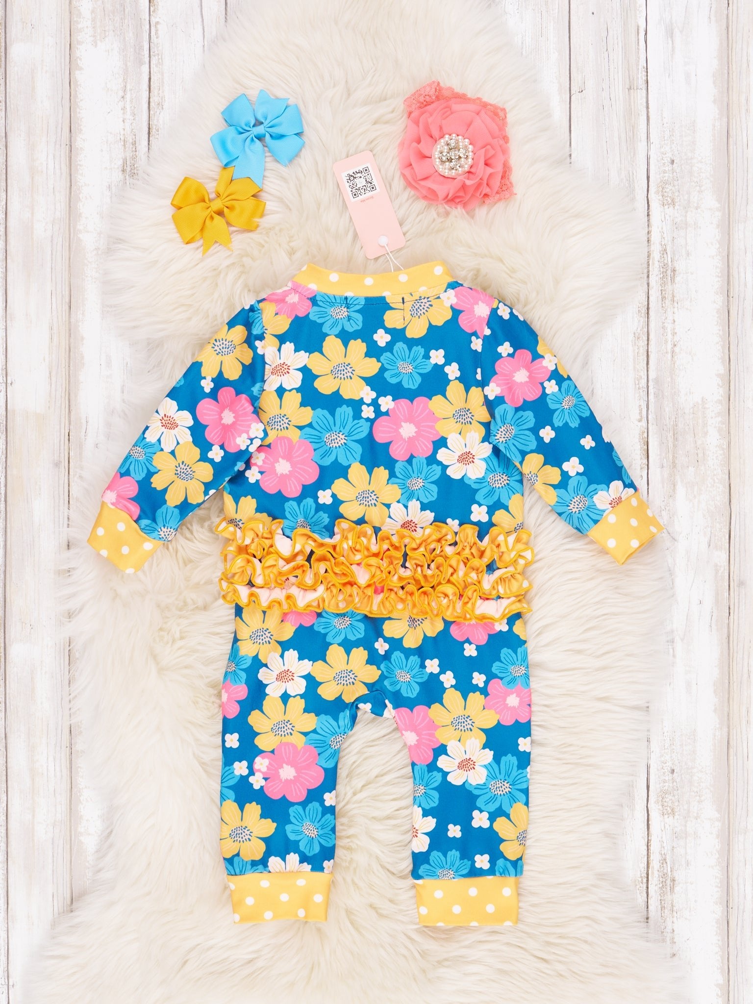 Blue Fall Wildflower Sleeper Pajamas - Marie Nicole Clothing