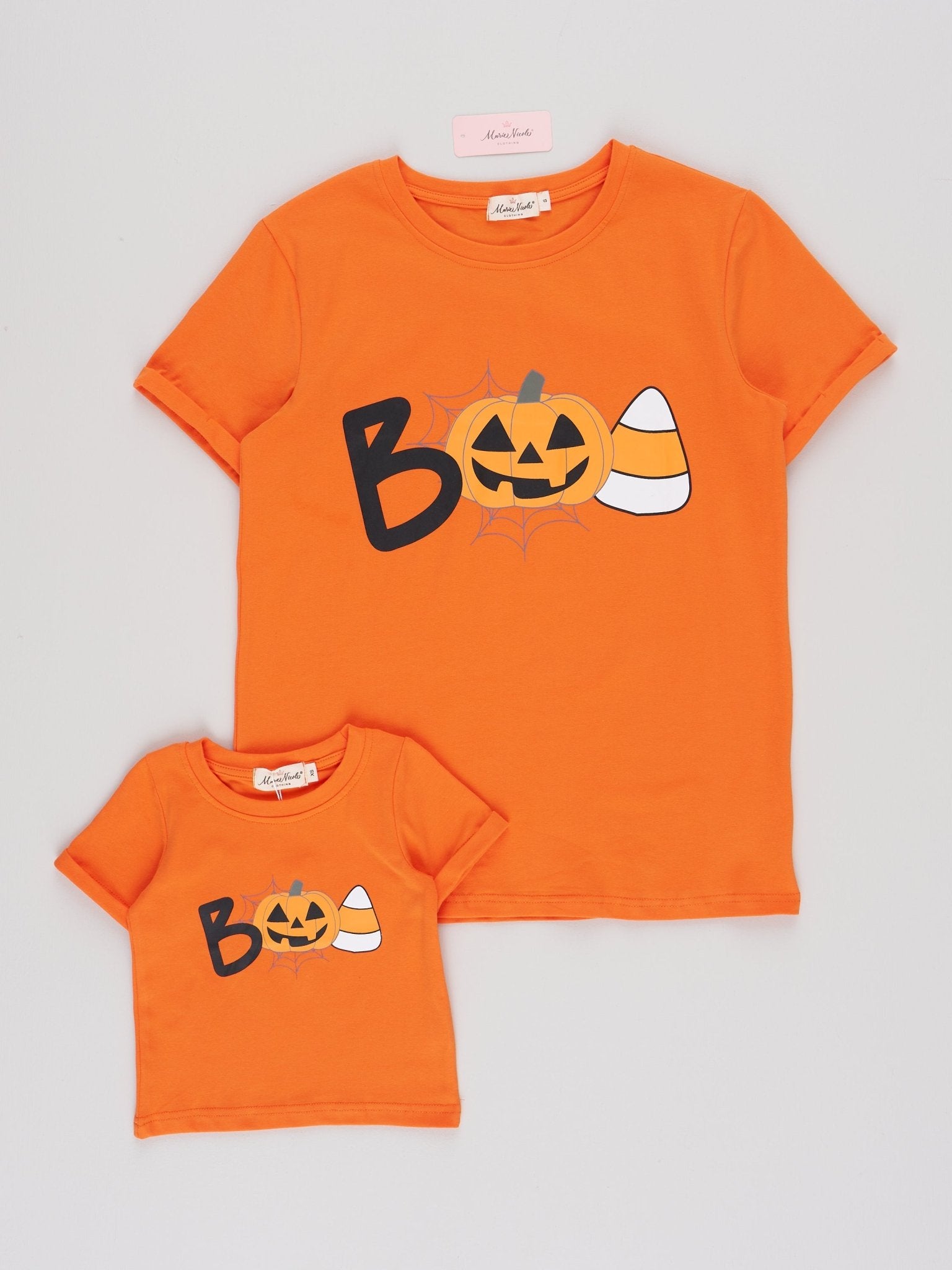 Mom & Me Bright Orange "Boo" Shirt - Marie Nicole Clothing