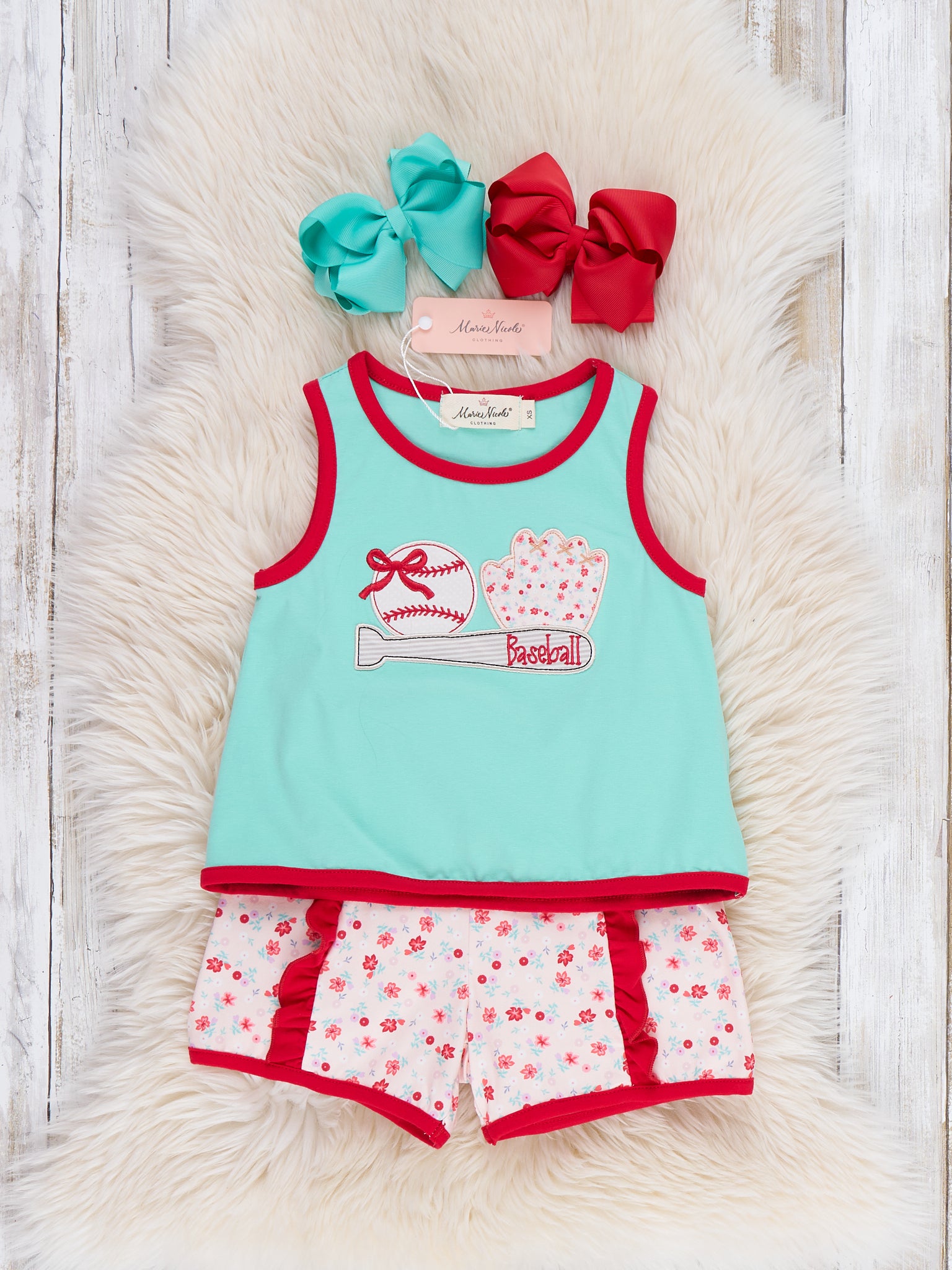 Rookie League Baseball Embroidered Ruffle Outfit - Marie Nicole Clothing