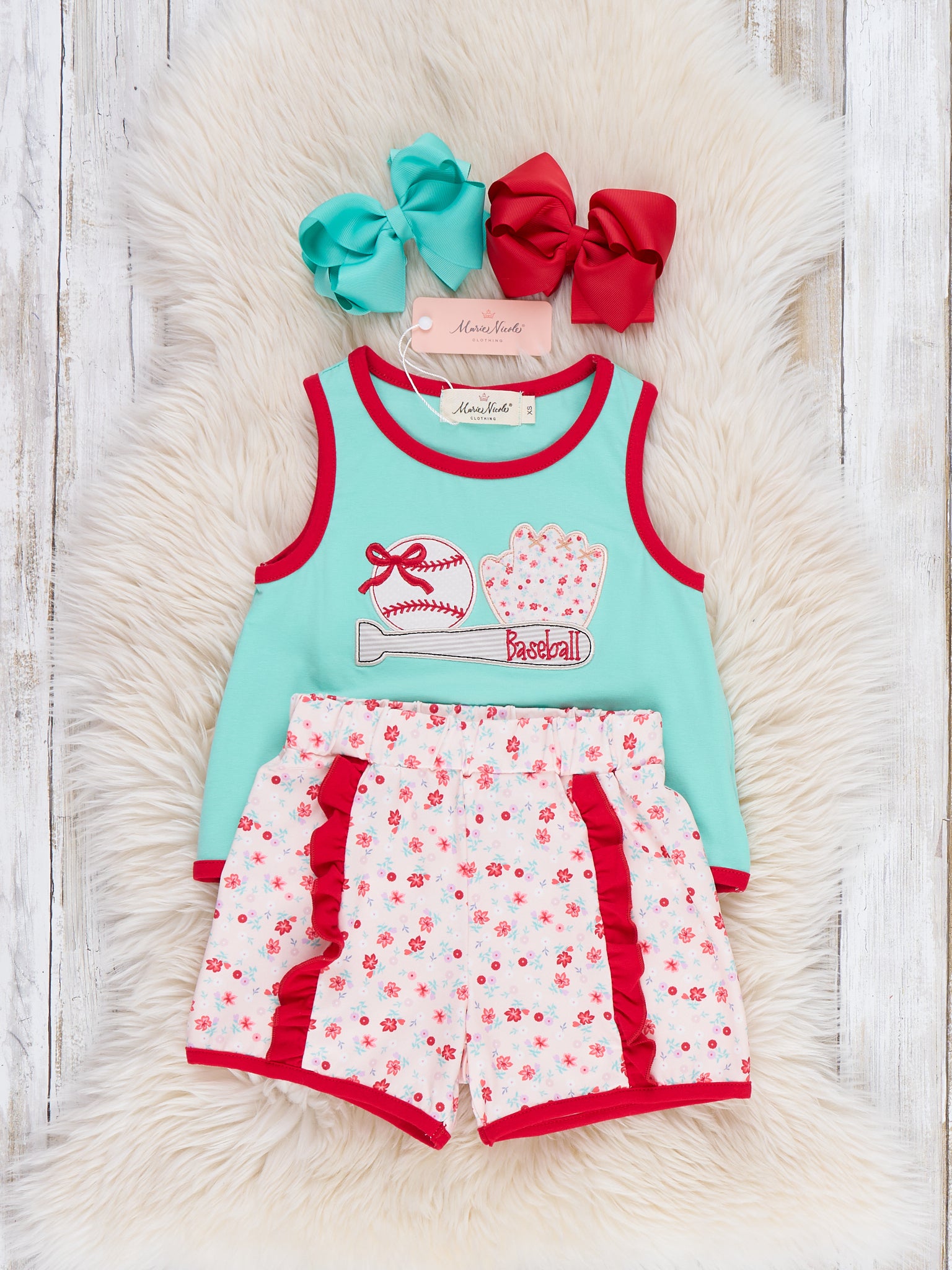 Rookie League Baseball Embroidered Ruffle Outfit - Marie Nicole Clothing