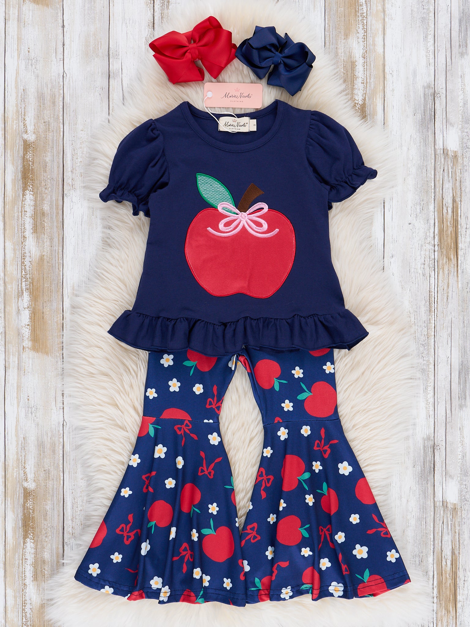 School Apple Party Bell Bottoms Outfit - Marie Nicole Clothing
