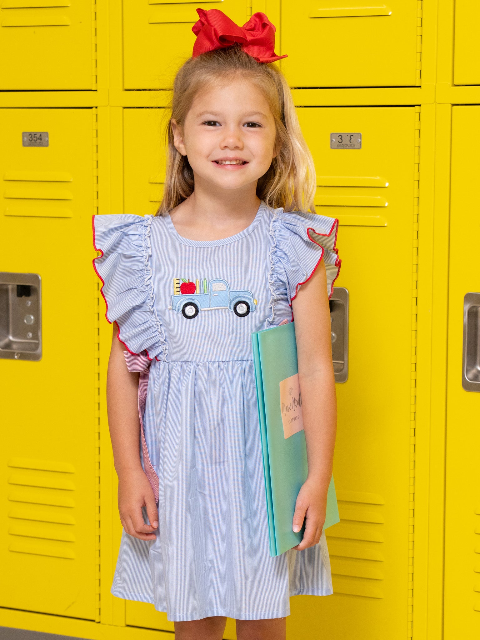School Road Trip Embroidered 100% Cotton Dress - Marie Nicole Clothing