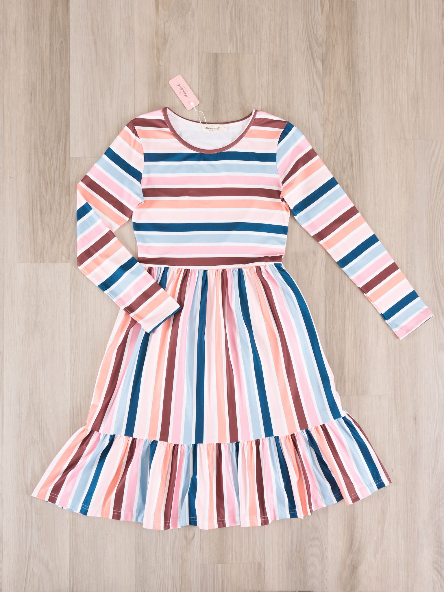 Mom & Me Fall Stripe Tiered Ruffle Dress - Marie Nicole Clothing