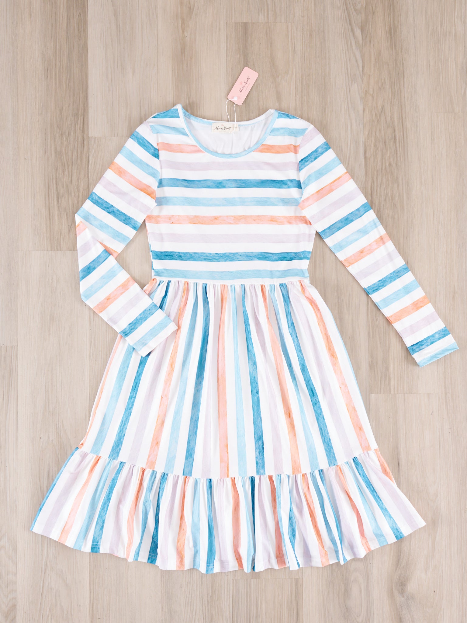 Mom & Me Fall Stripe Tiered Ruffle Dress - Marie Nicole Clothing