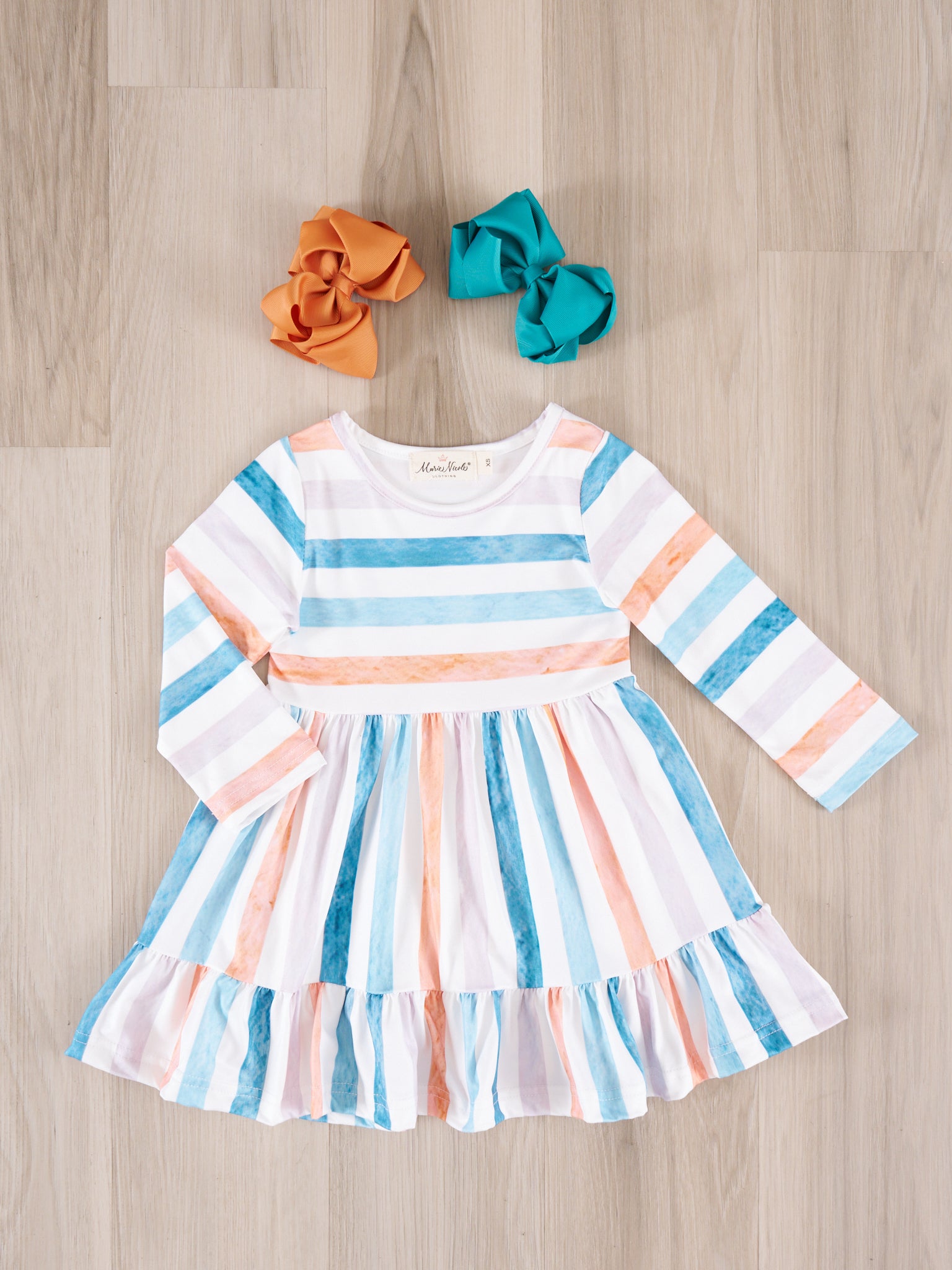 Mom & Me Fall Stripe Tiered Ruffle Dress - Marie Nicole Clothing