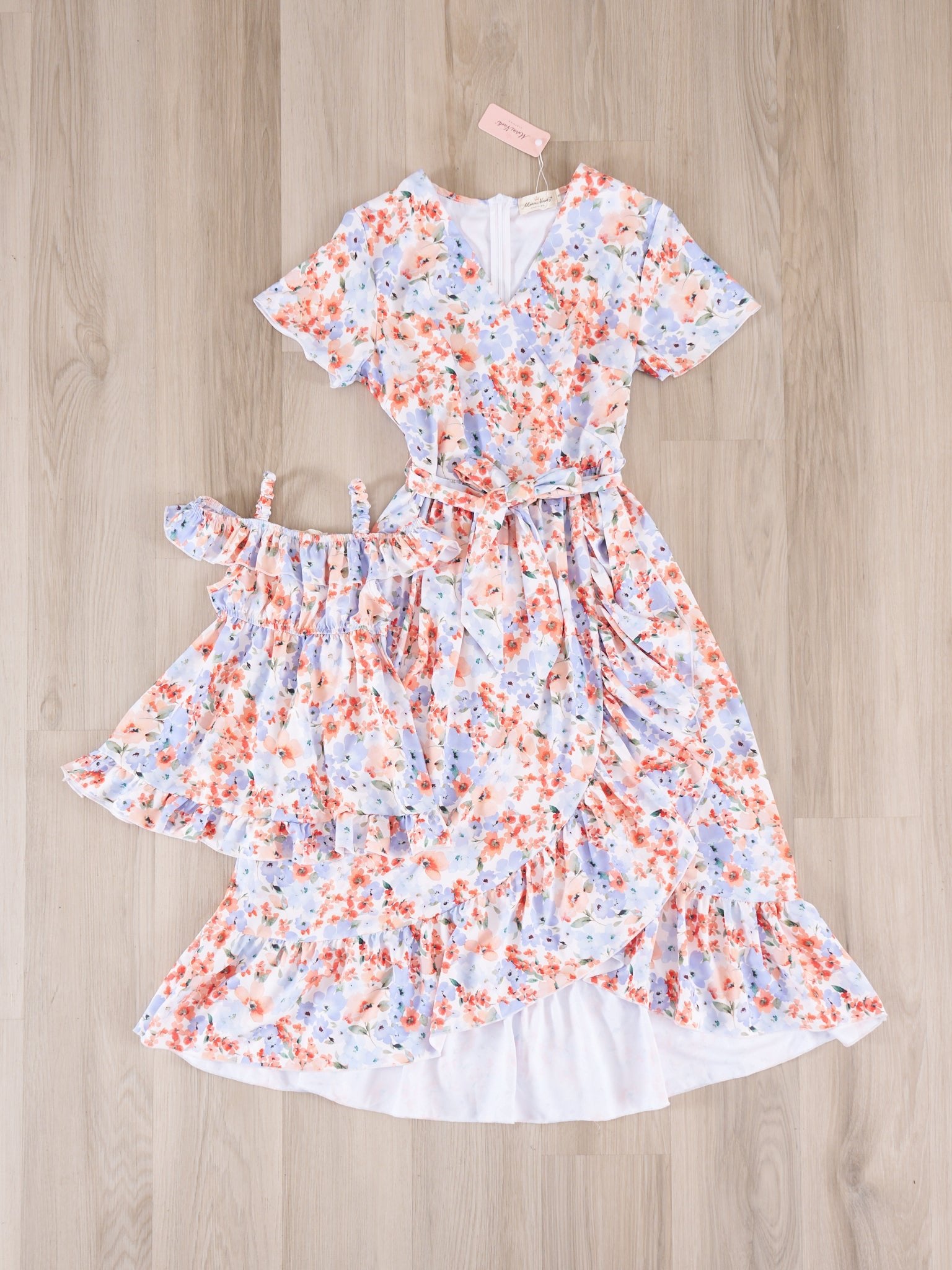 Mom & Me Peach & Purple Watercolor Dress - Marie Nicole Clothing