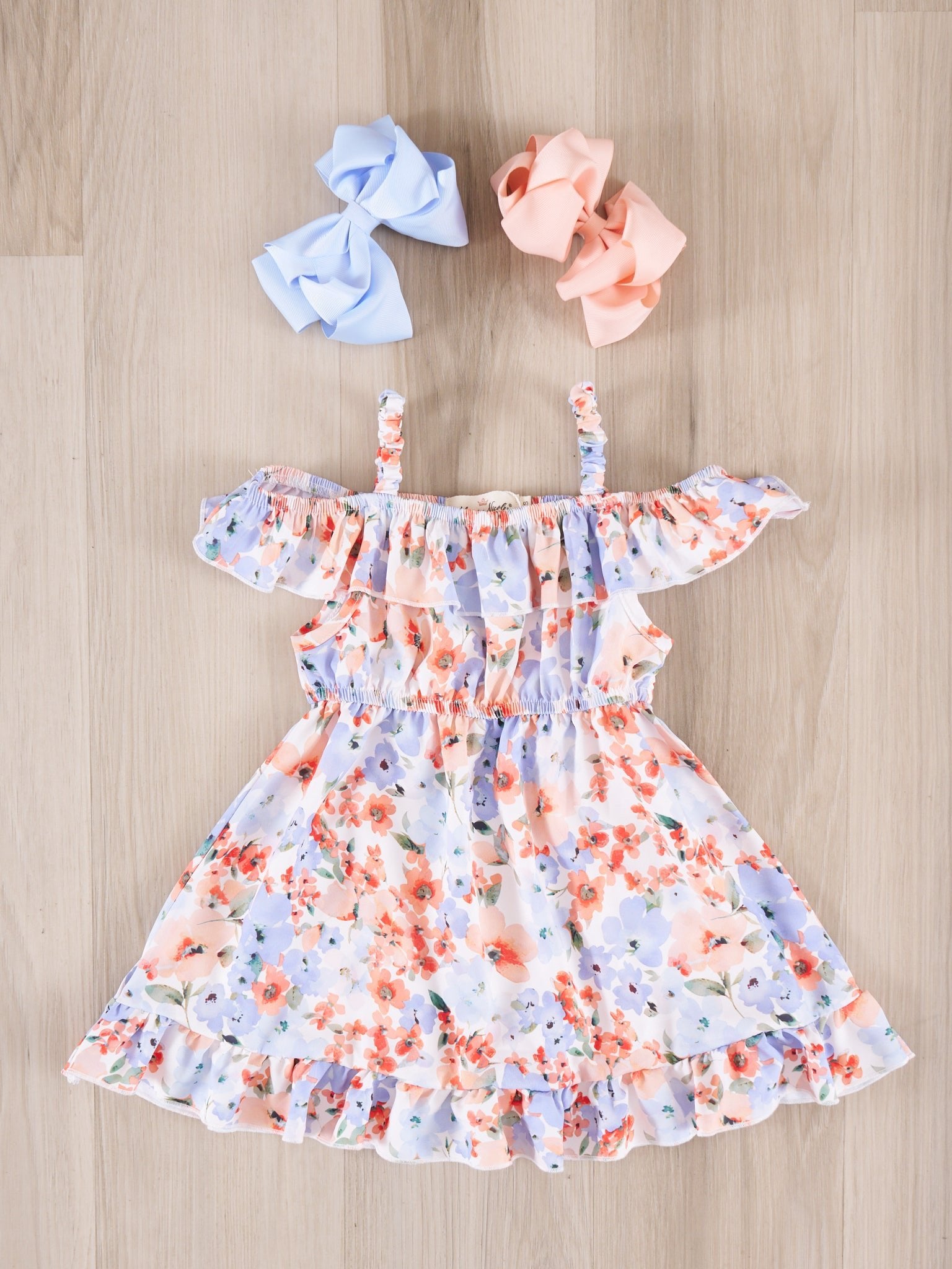 Mom & Me Peach & Purple Watercolor Dress - Marie Nicole Clothing